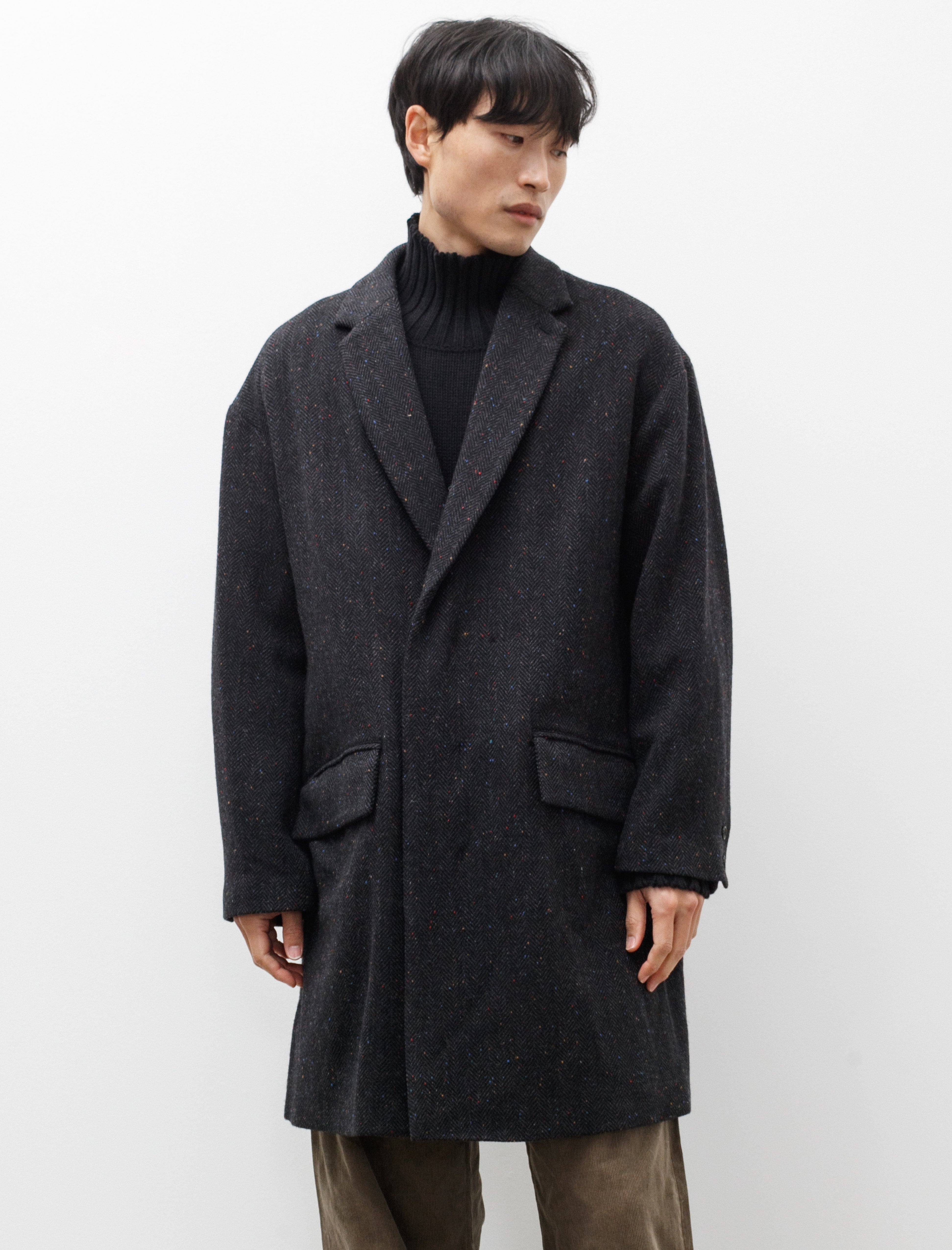 Polyploid Caban Coat B Dark Charcoal Wool