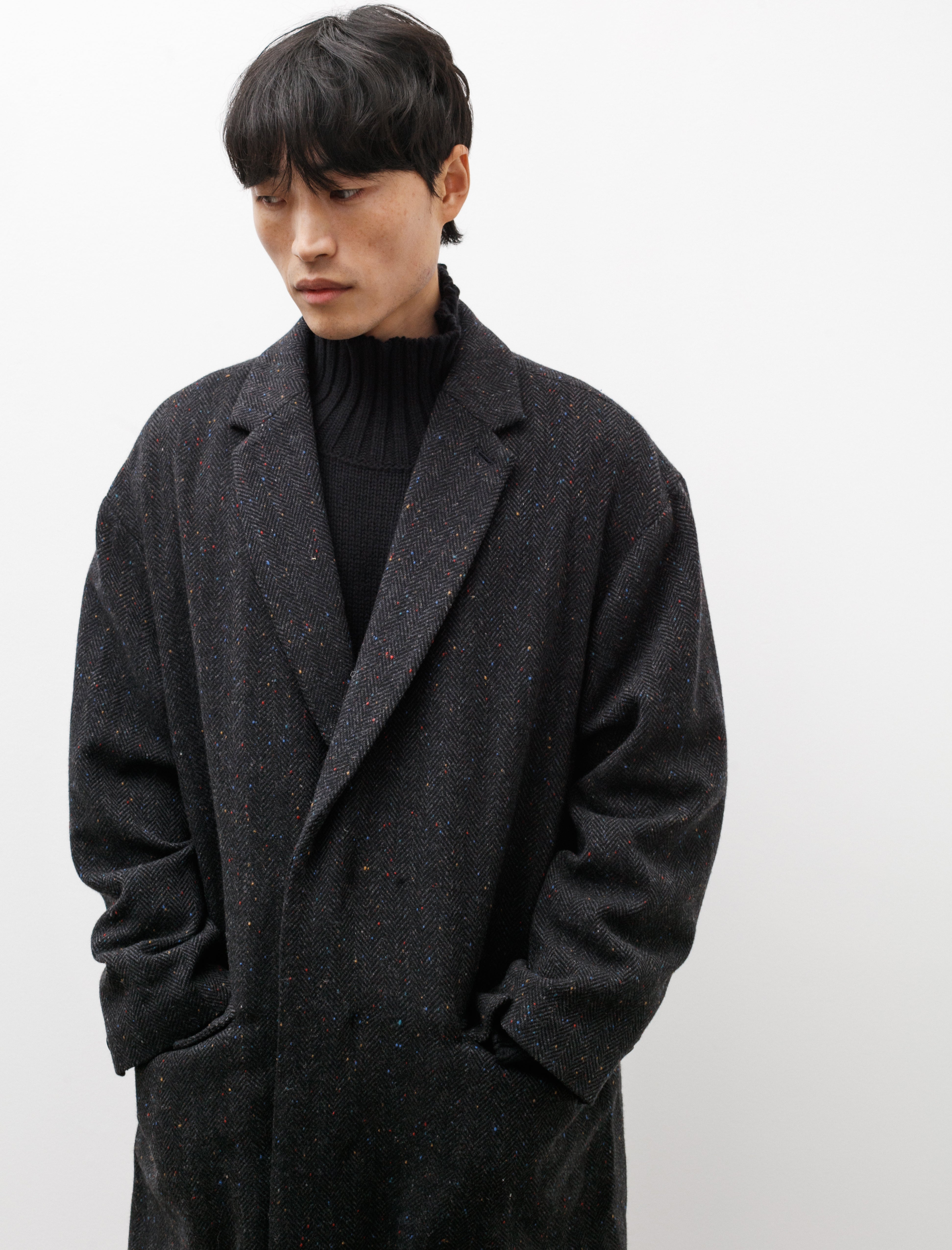 Polyploid Caban Coat B Dark Charcoal Wool