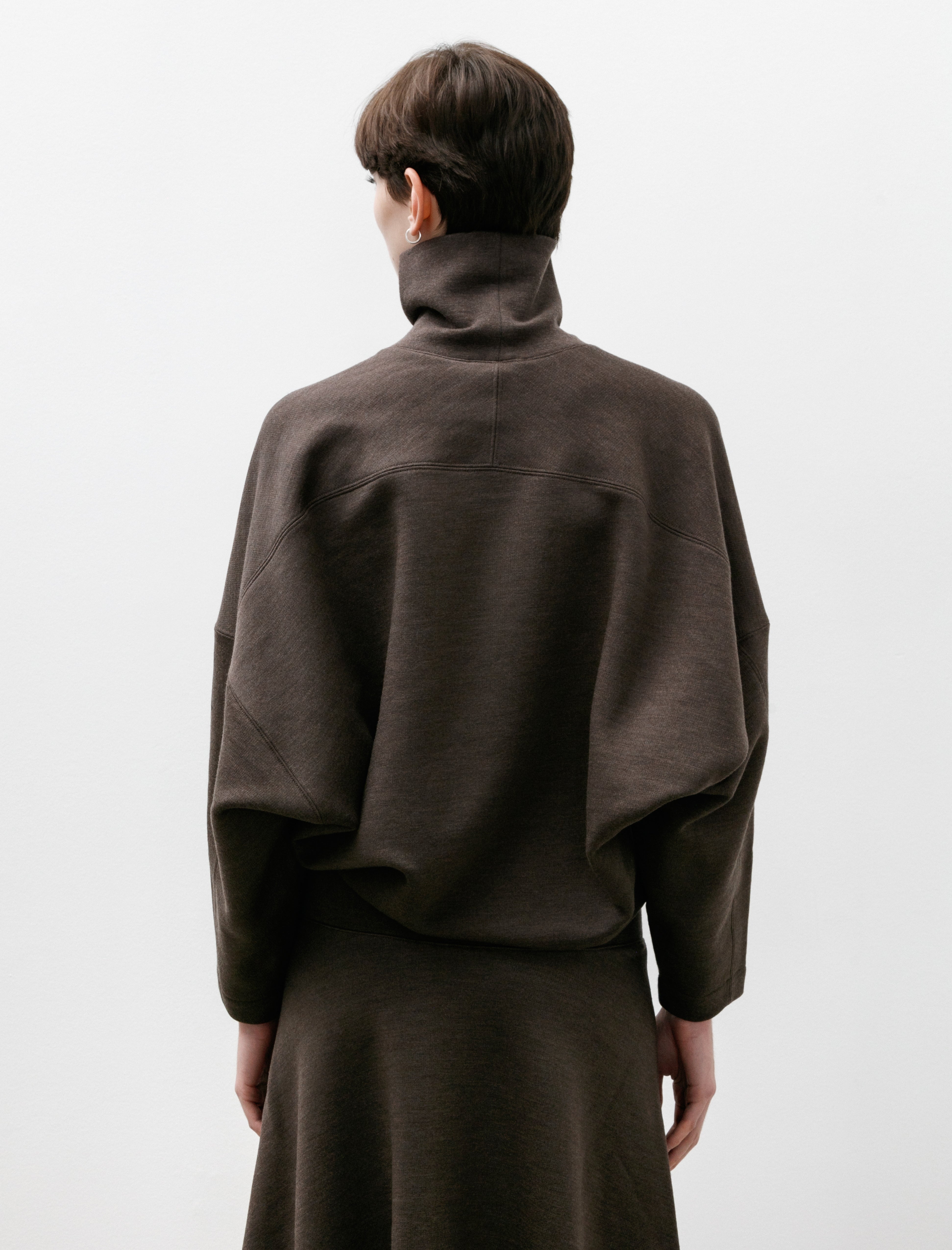 Lemaire High Neck Sweatshirt Dark Brown Mélange