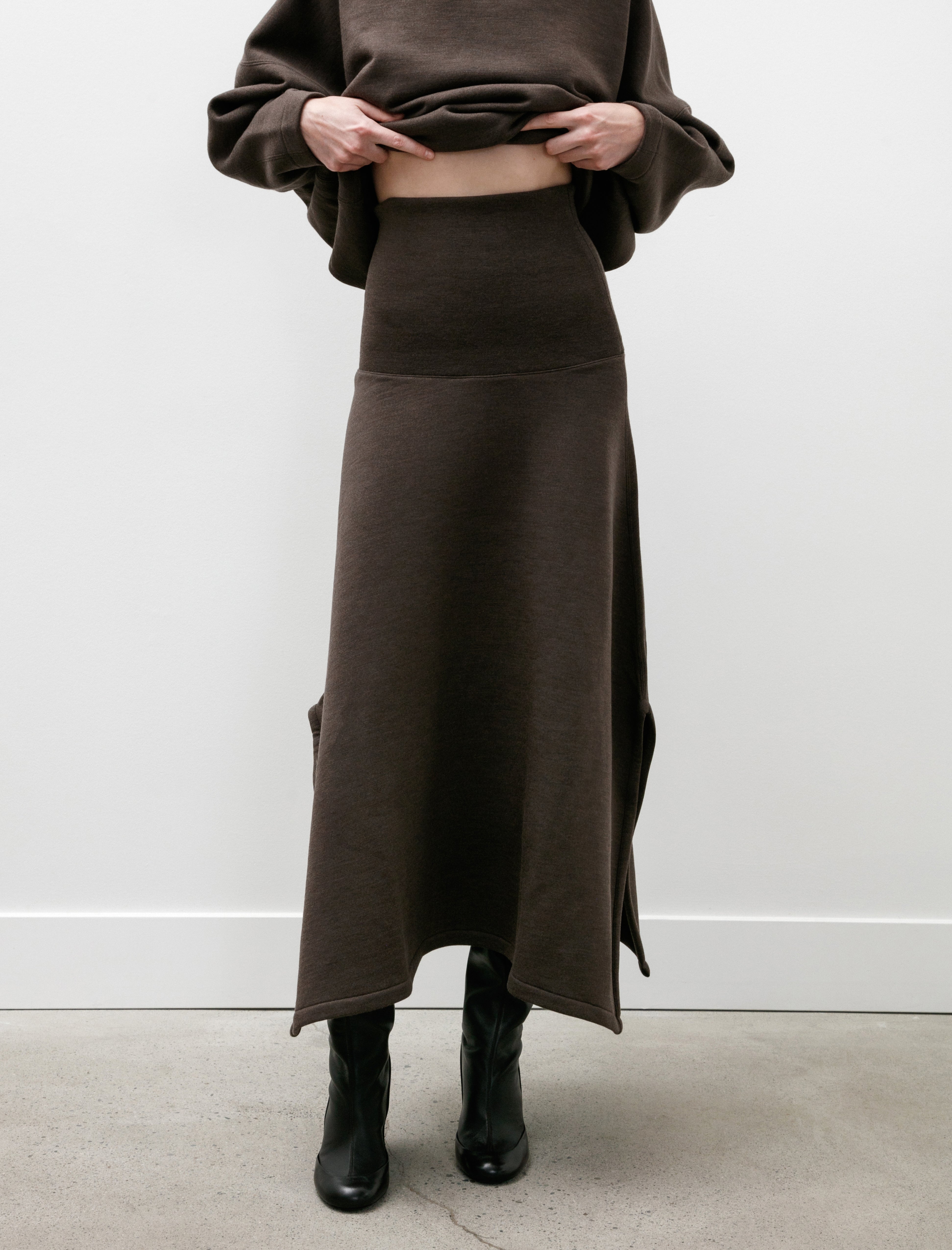 Lemaire Mid Length Skirt Dark Brown Mélange