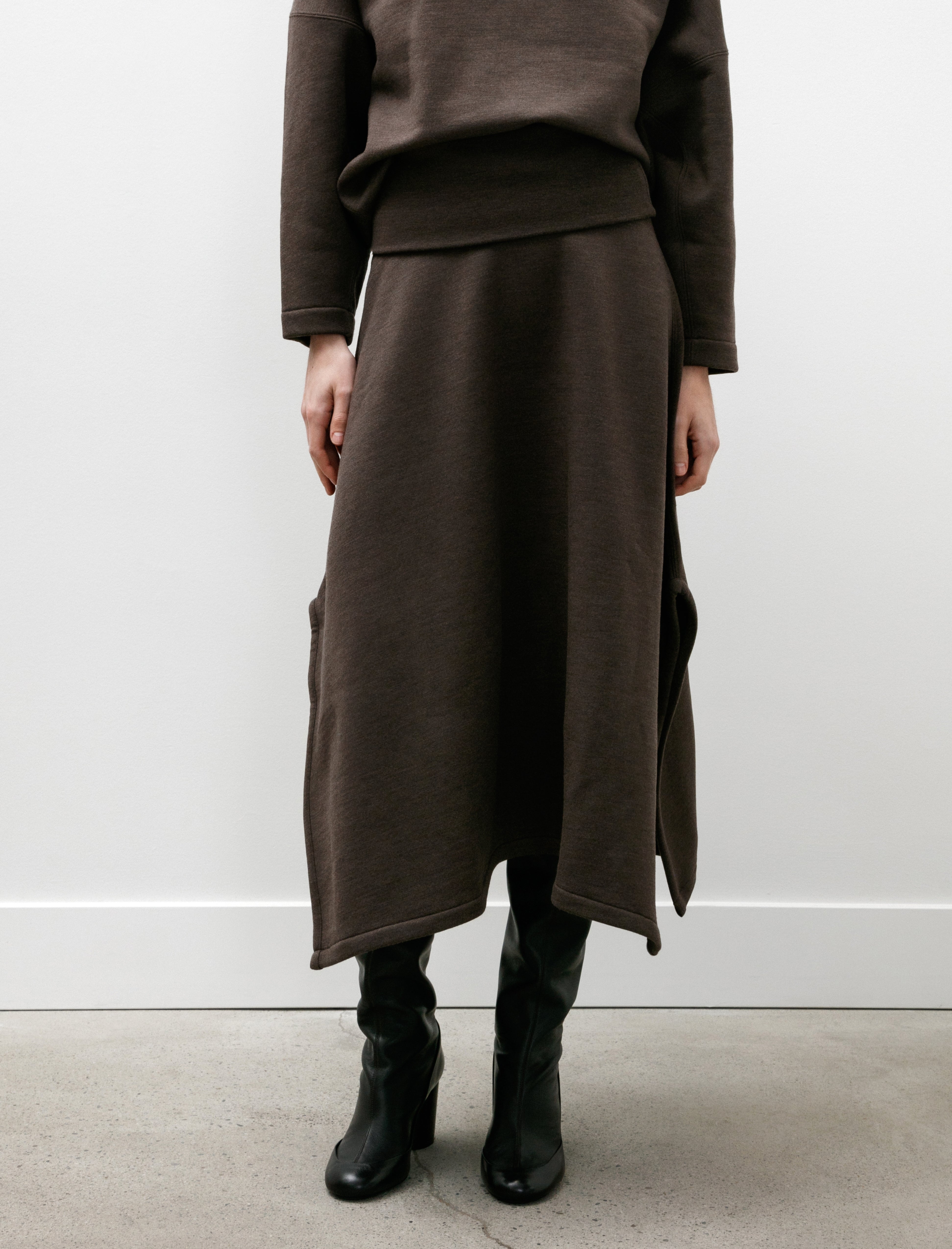 Lemaire Mid Length Skirt Dark Brown Mélange