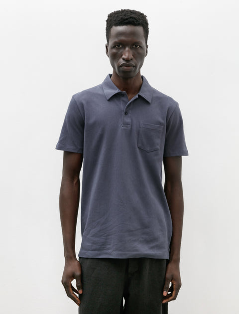 Sunspel Riviera Polo Shirt Slate Blue