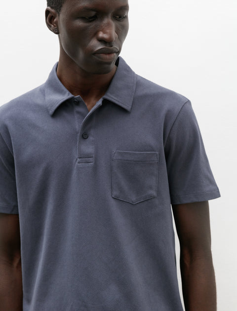 Sunspel Riviera Polo Shirt Slate Blue