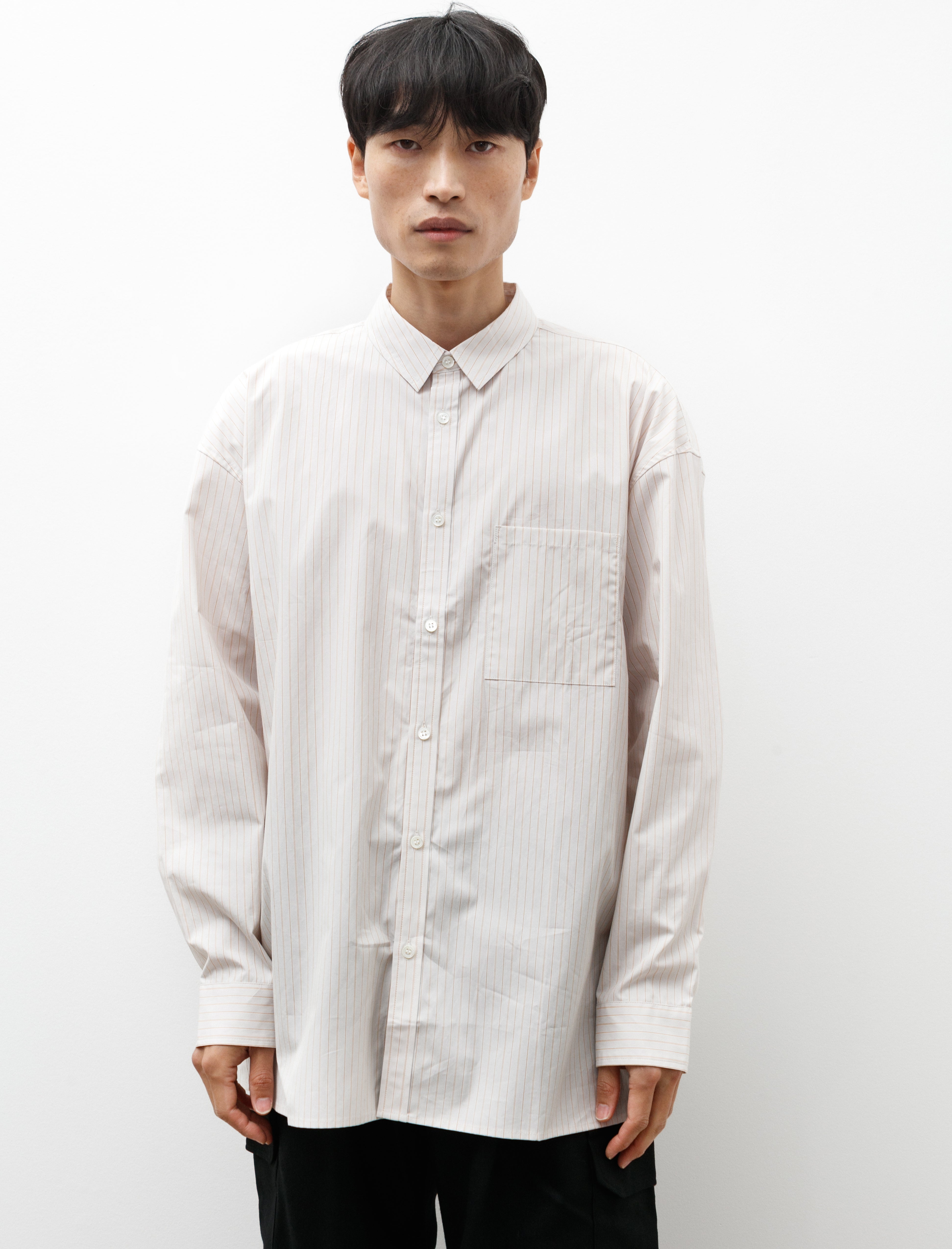 Polyploid Wide Shirt B Beige Stripe