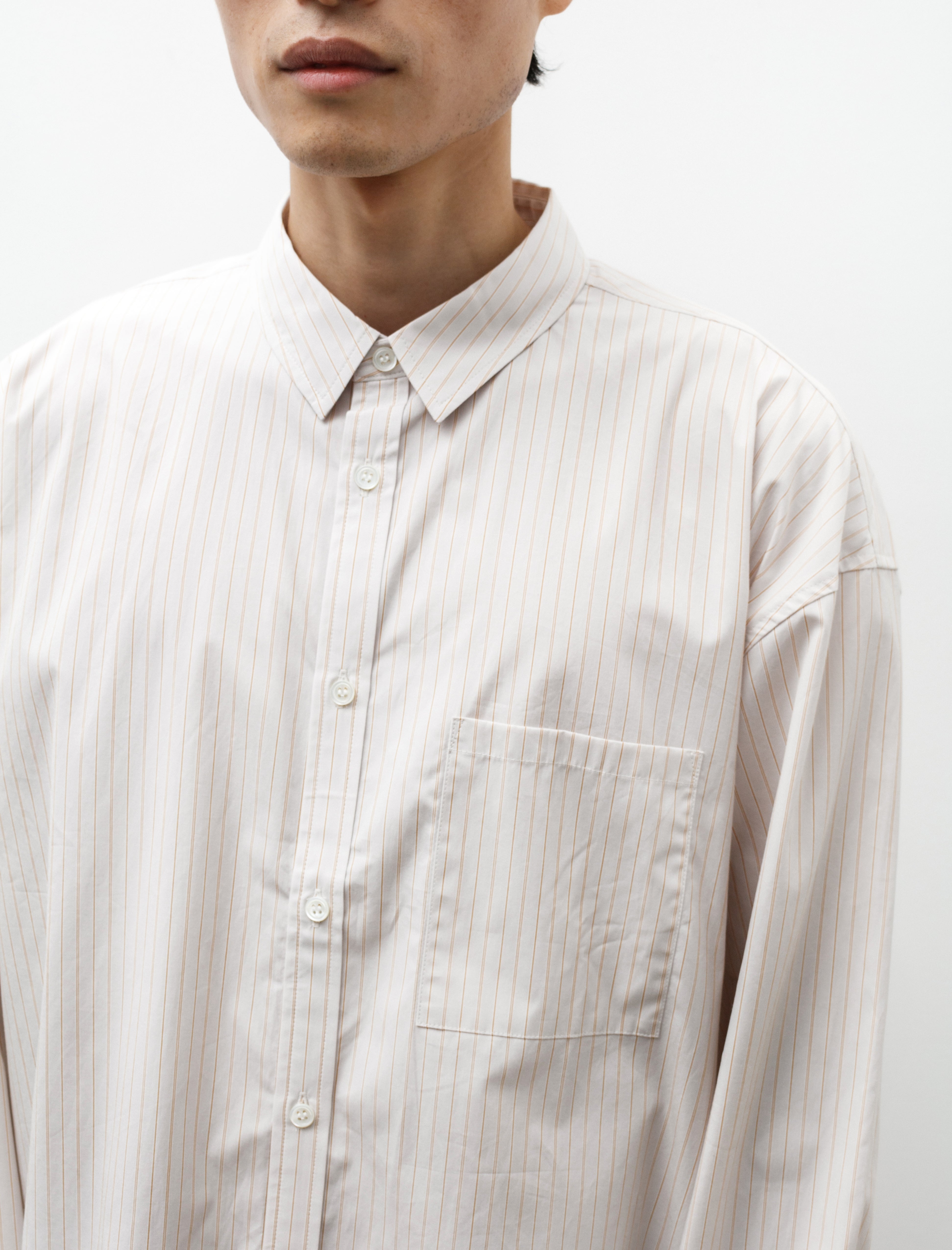 Polyploid Wide Shirt B Beige Stripe