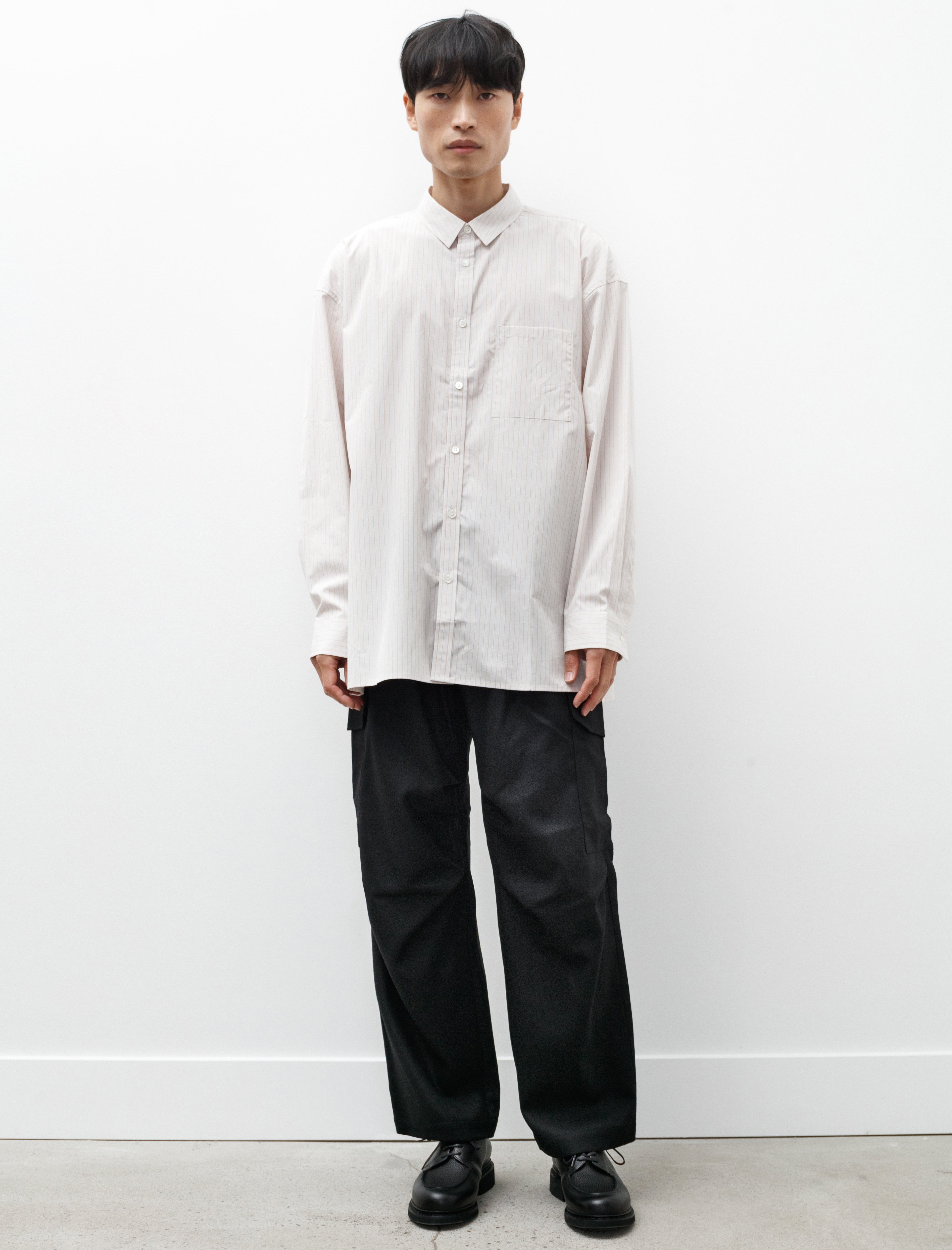 Polyploid Wide Shirt B Beige Stripe