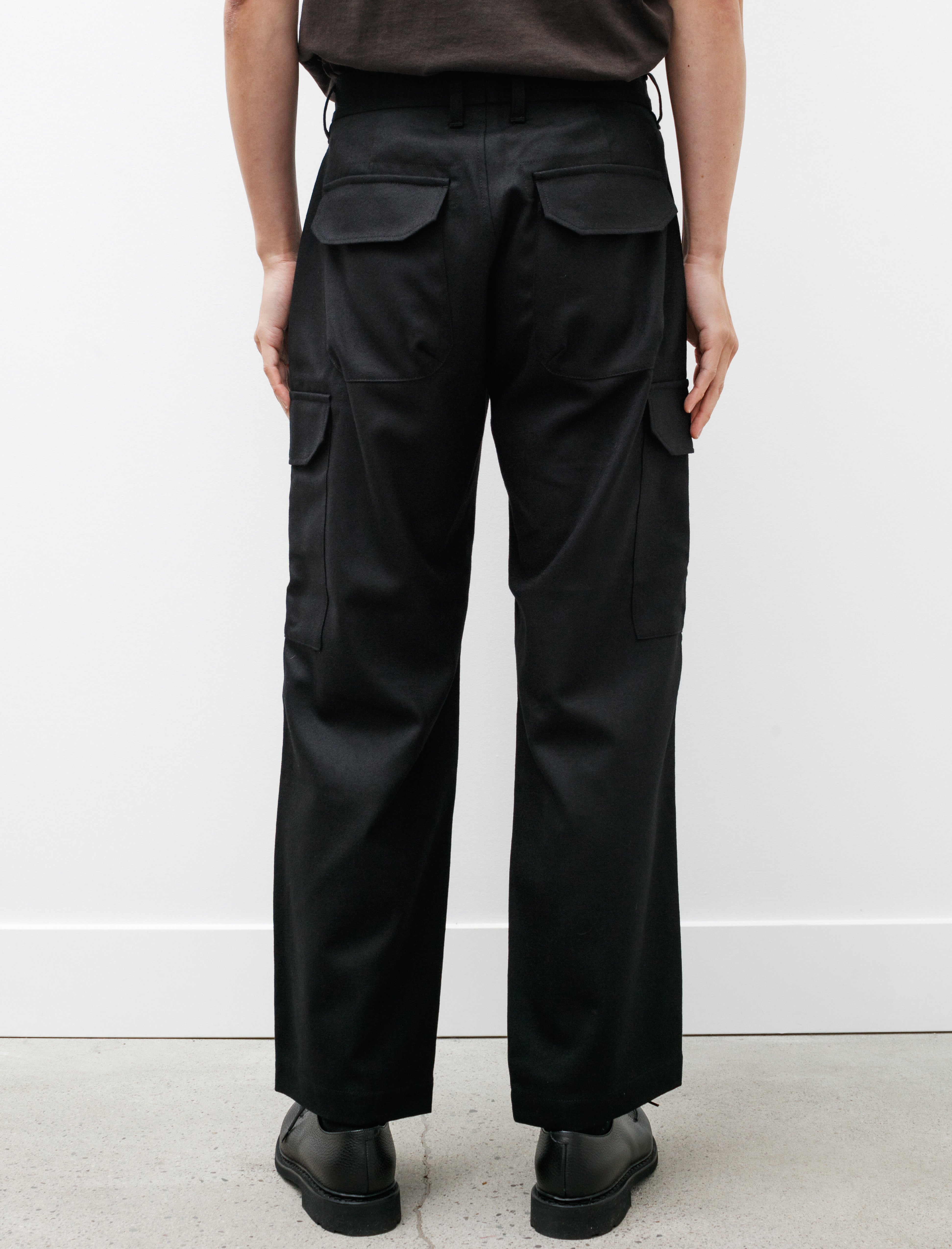 Polyploid Cargo Tuck Pants B Black Wool