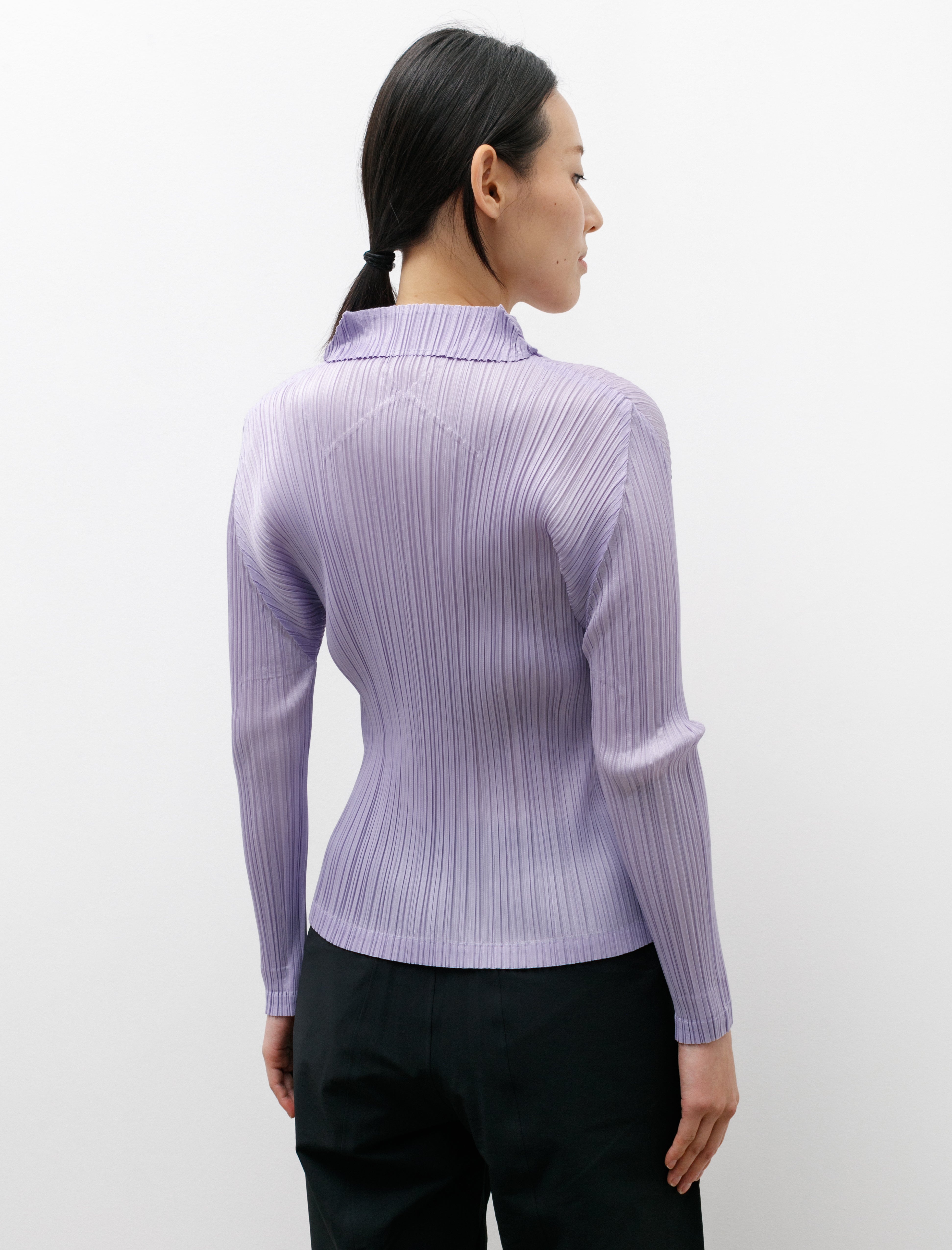 Pleats Please by Issey Miyake Polo Neck Long Sleeve Top Light Purple