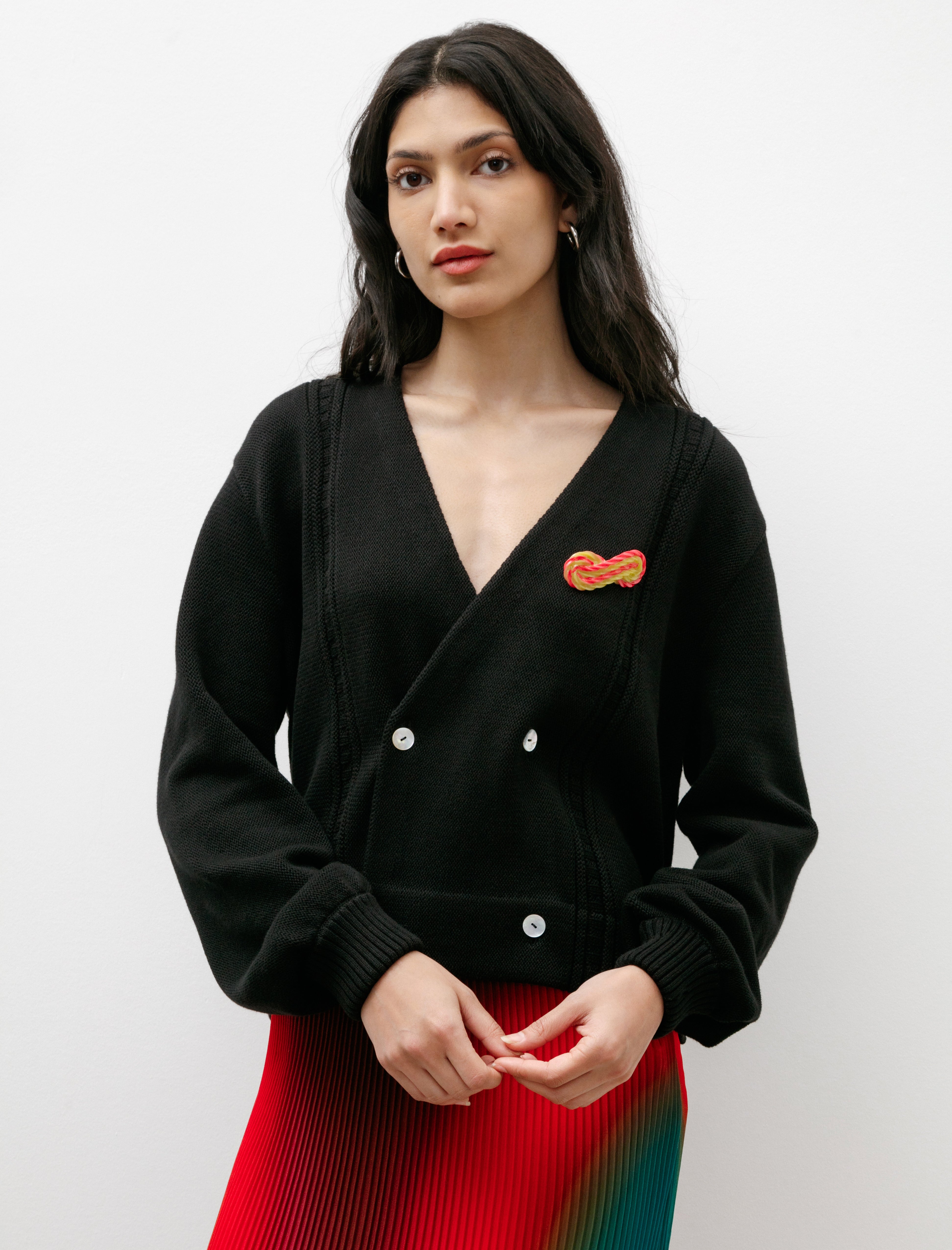 Bode Double Breasted Cardigan Black