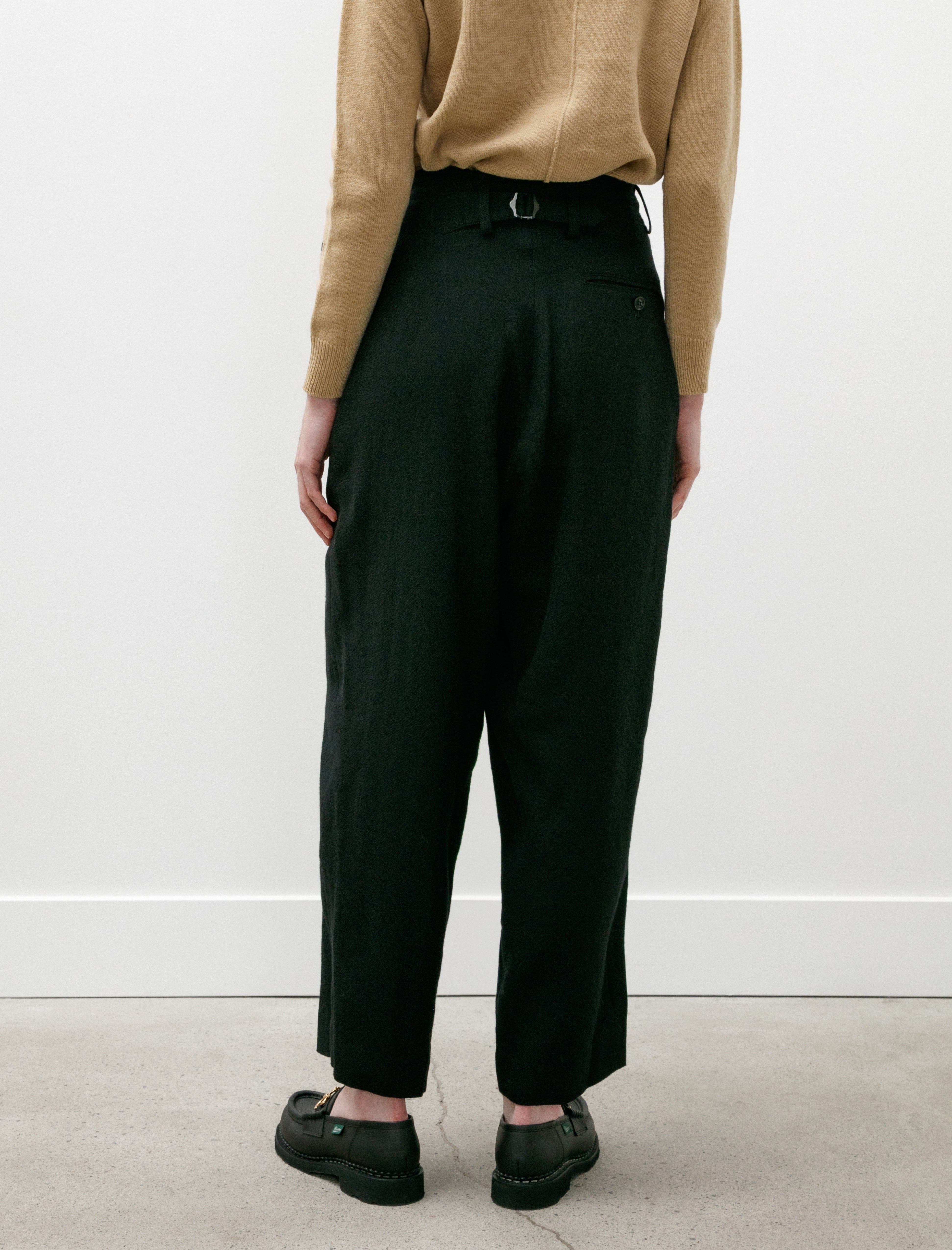 Y's by Yohji Yamamoto Double Tuck Wide Pants Black