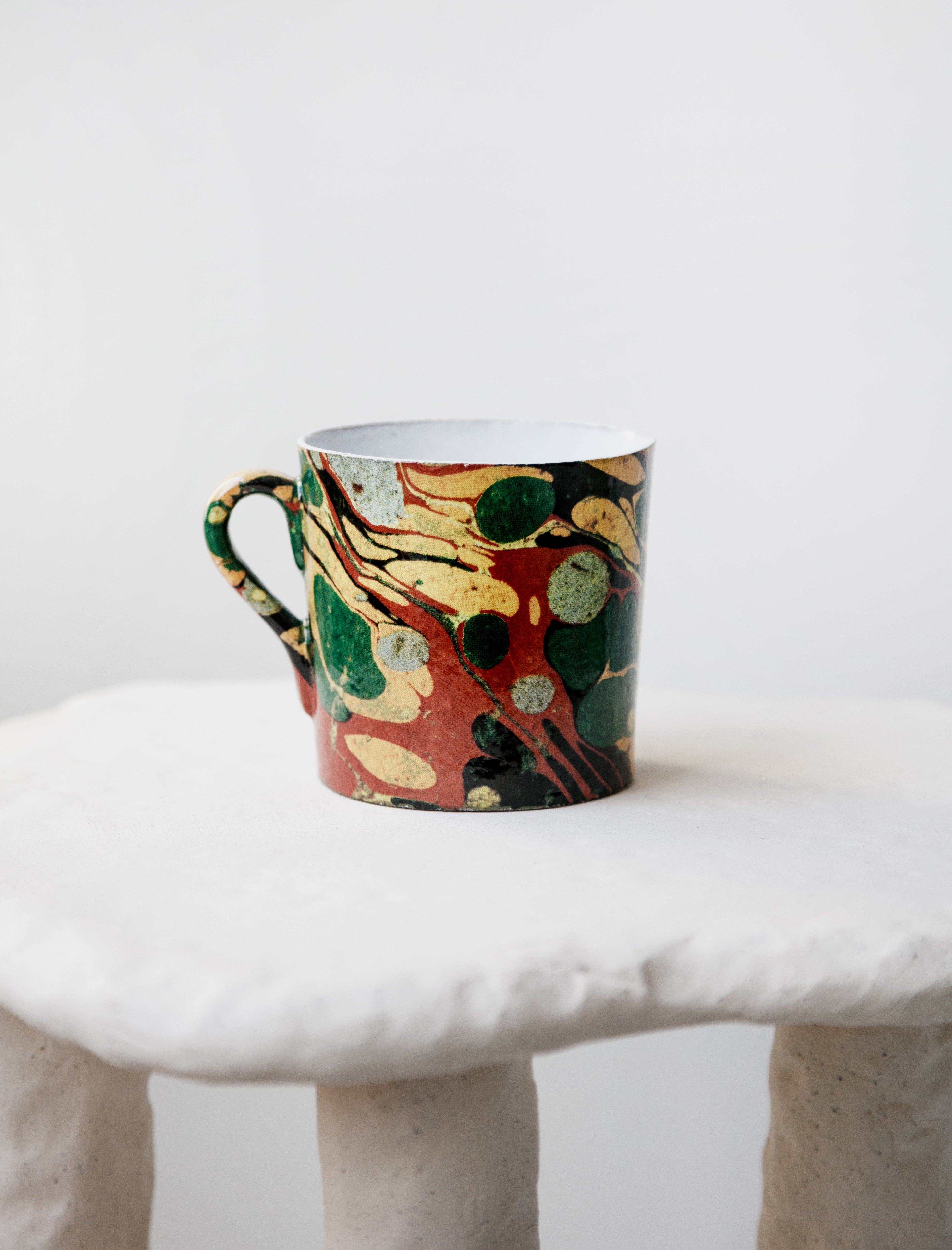 Astier de Villatte Green Yellow Red Marbled Cup