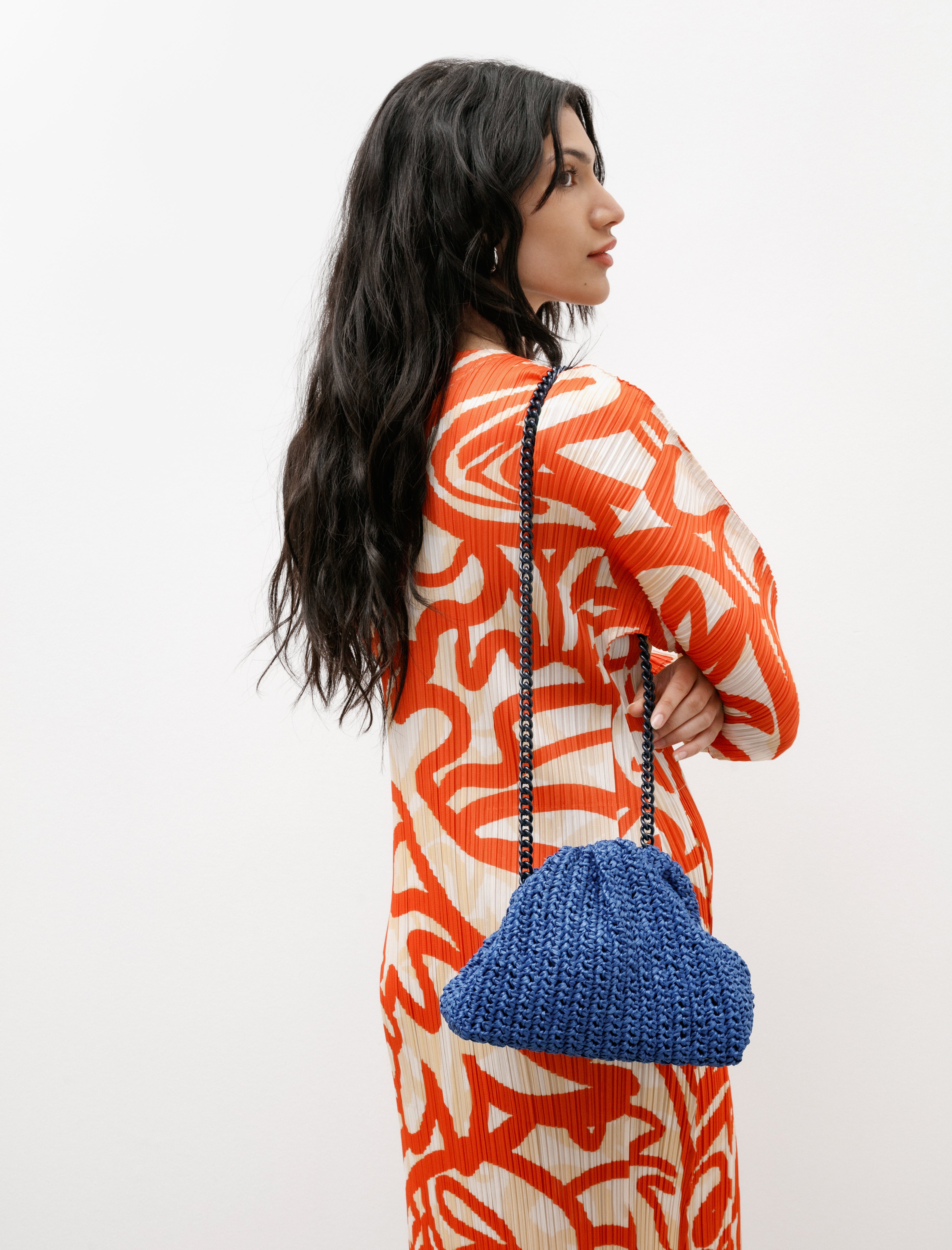 Maria La Rosa Mini Game Pouch Solid Crochet Blue