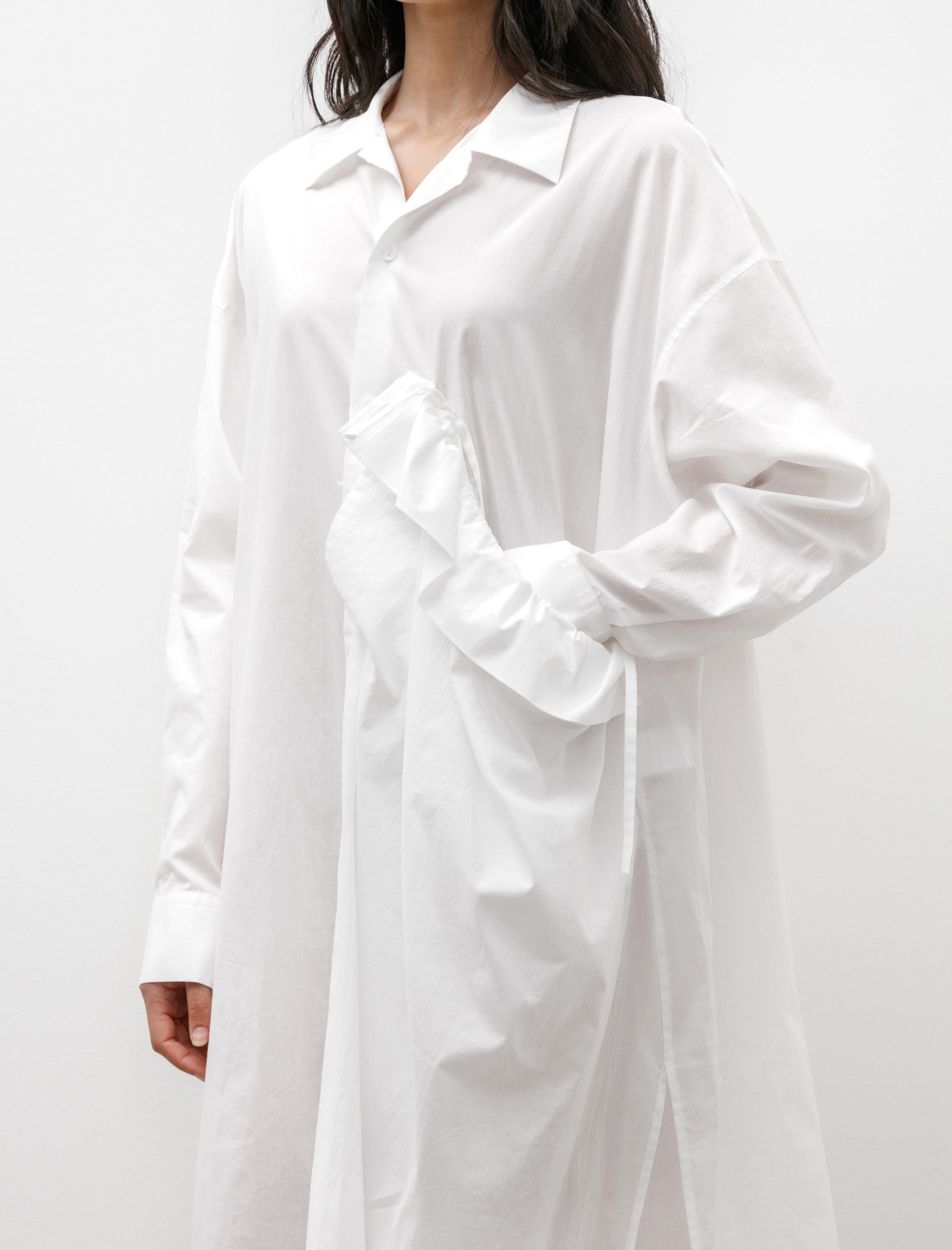 Y's by Yohji Yamamoto Side Gathered Shirtdress White