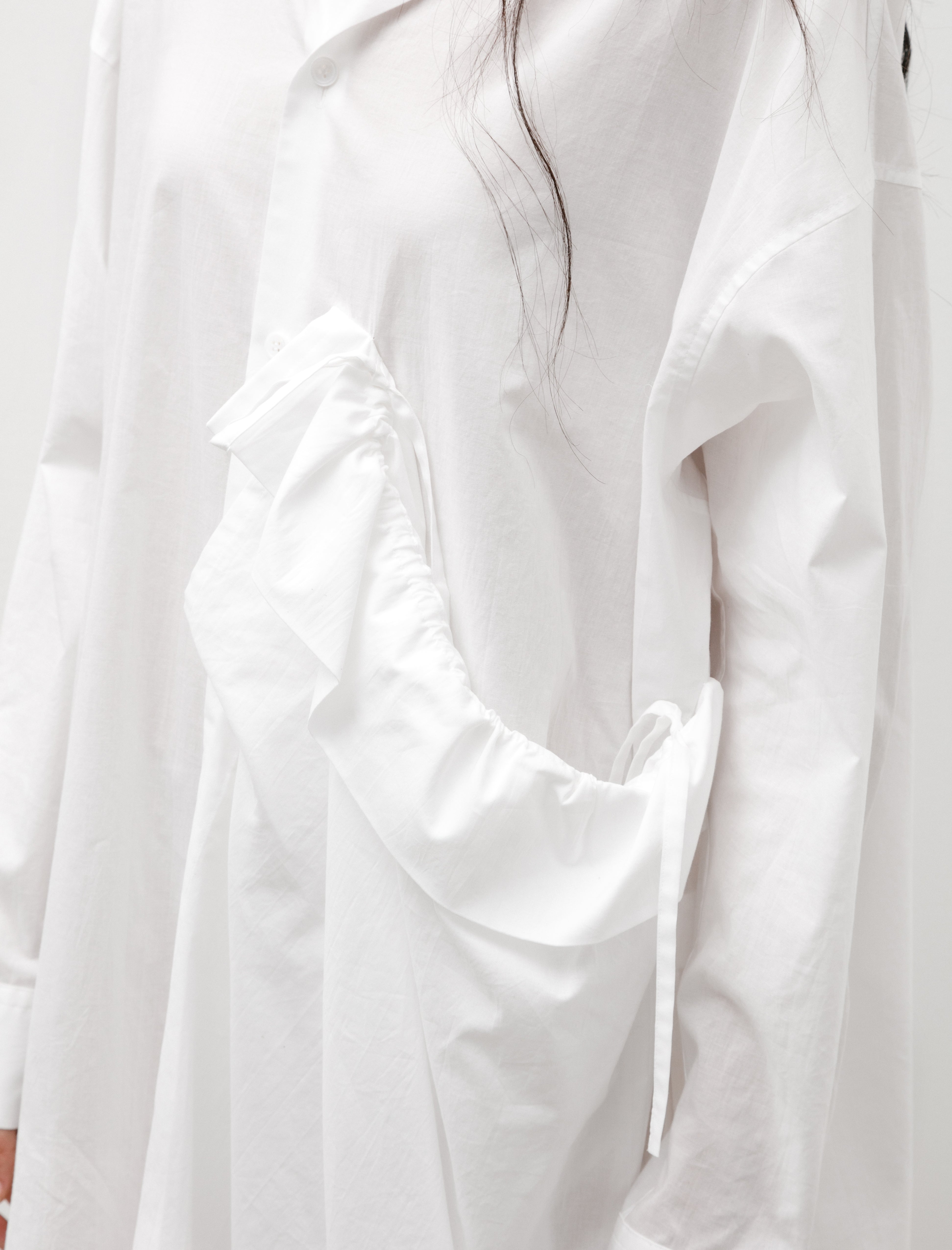 Y's by Yohji Yamamoto Side Gathered Shirtdress White