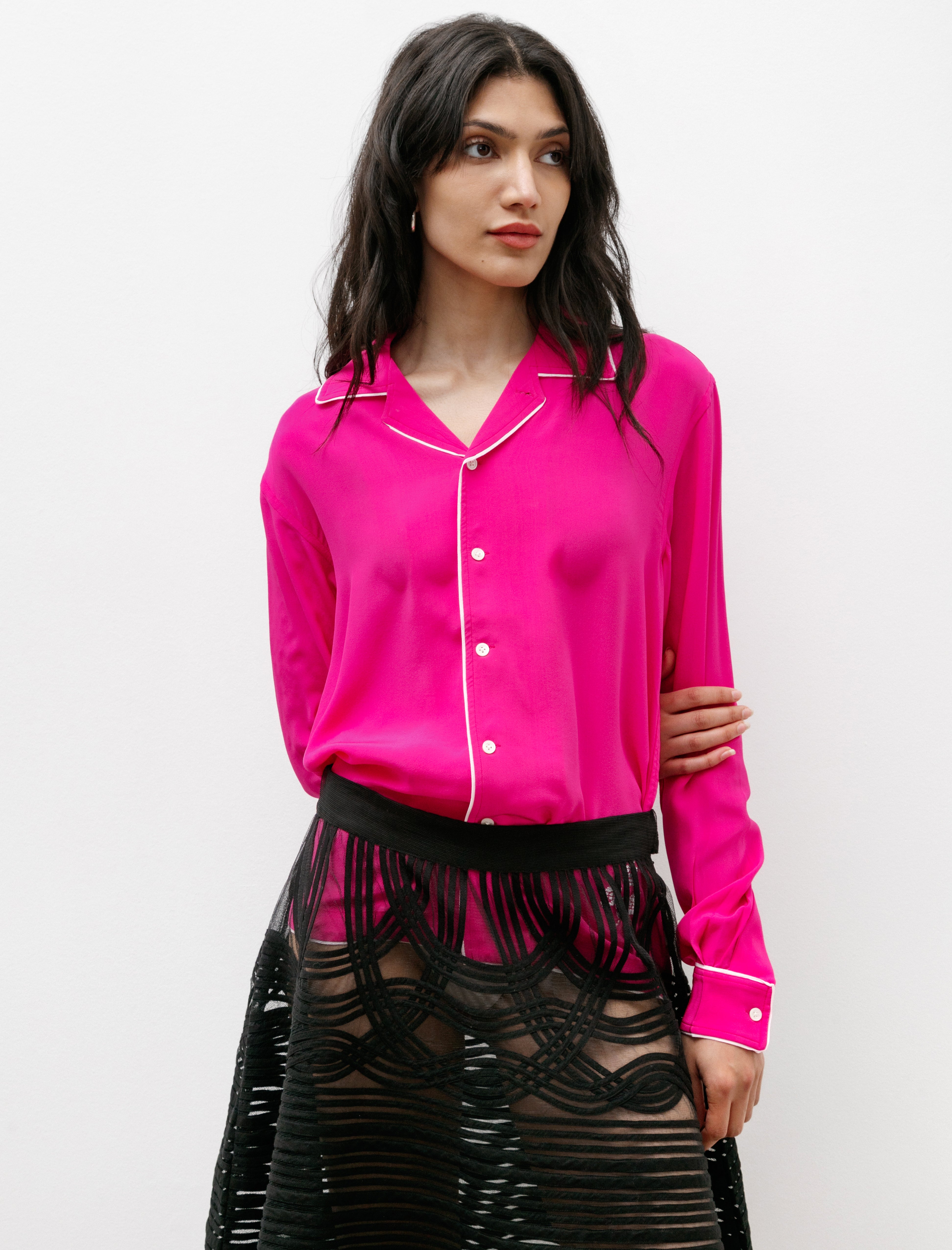 Bode Shadow Jasmine Shirt Fuchsia