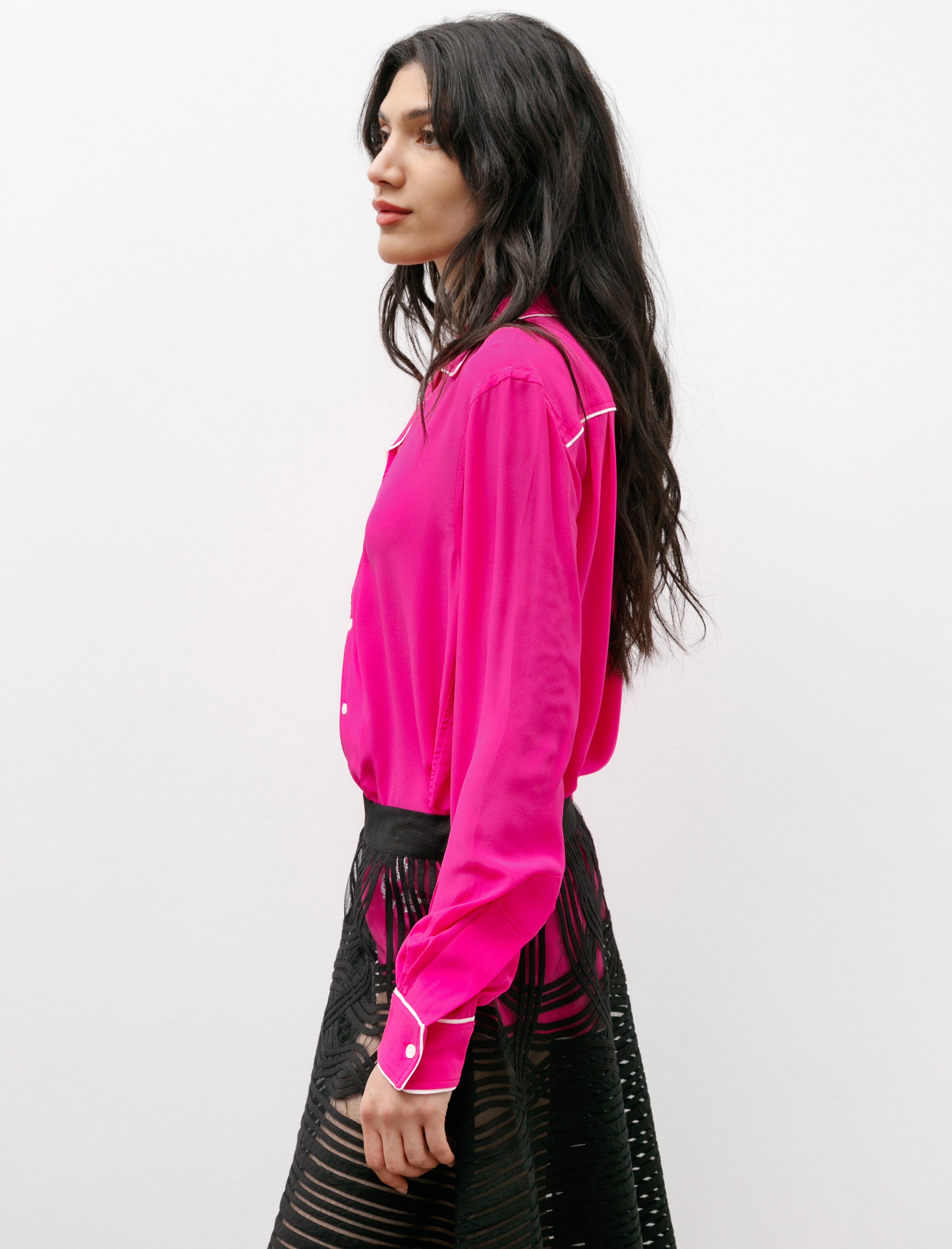 Bode Shadow Jasmine Shirt Fuchsia