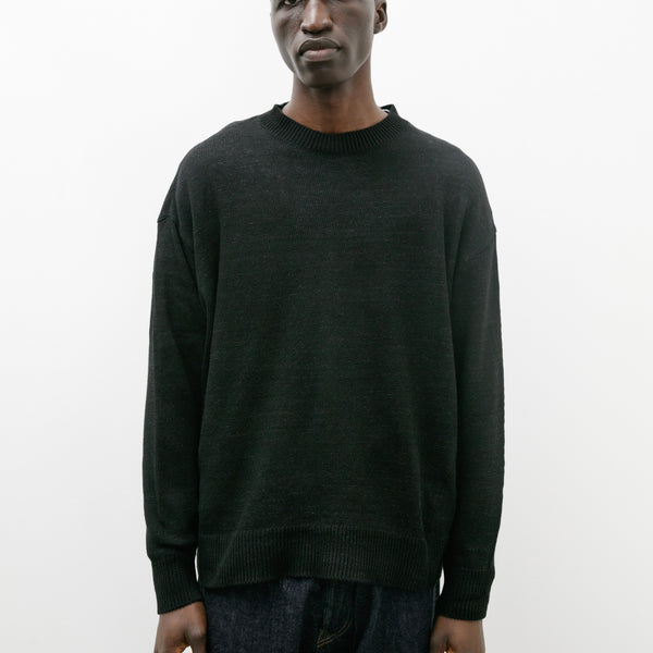 Cotton Crewneck Knit Sweater Black