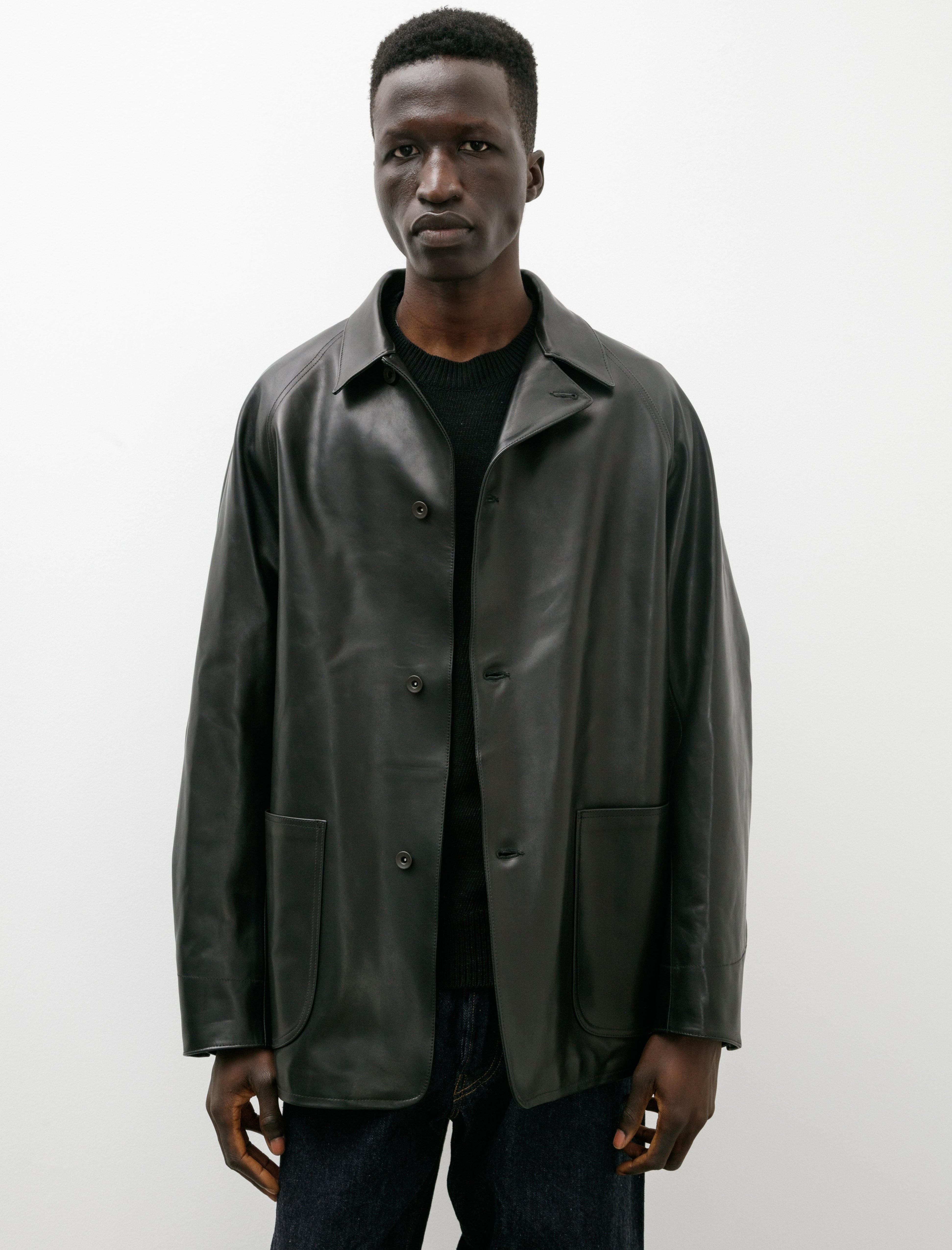 Comoli Sheep Leather Work Jacket Black