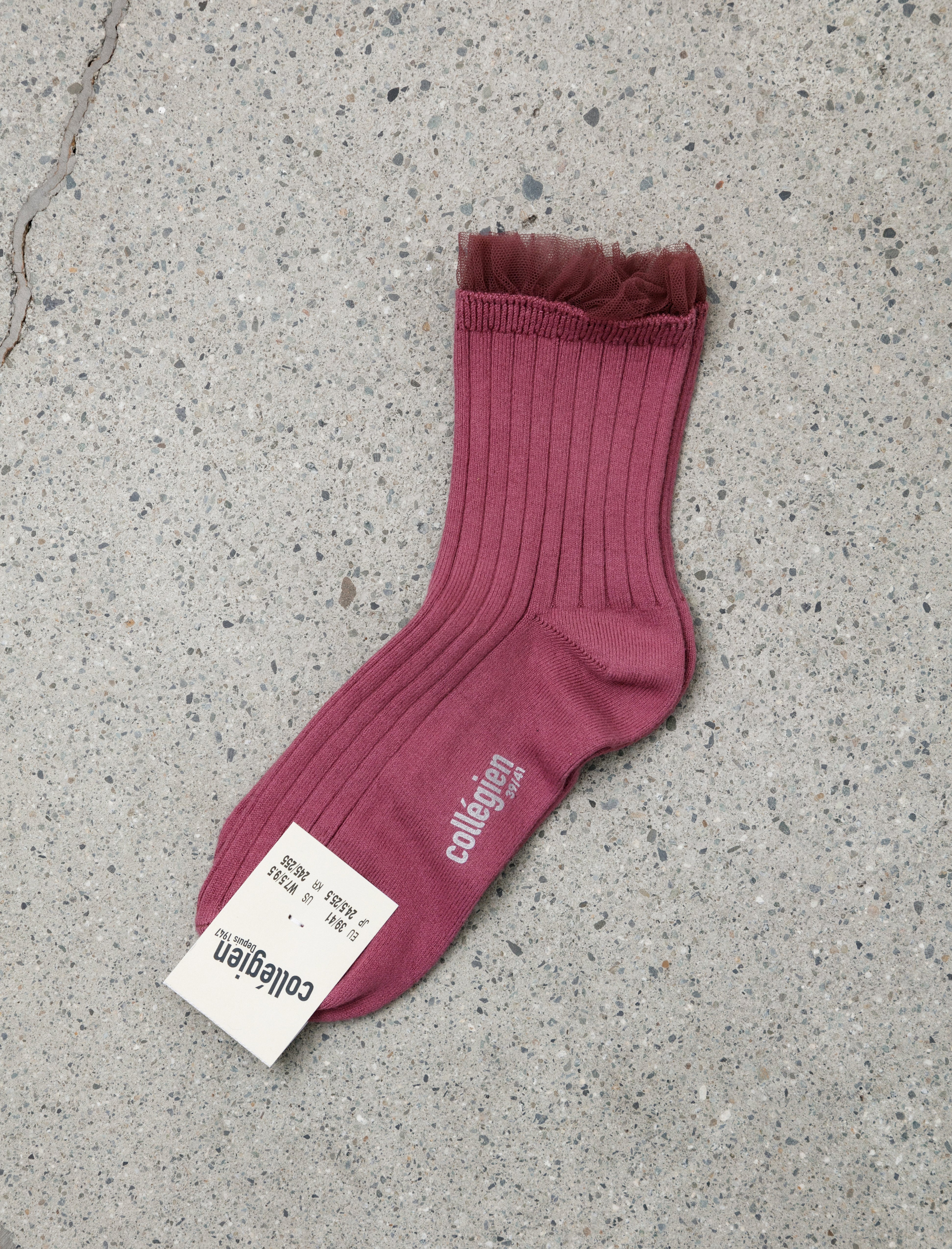 Collegien Margaux Tulle Socks Raisin Rose