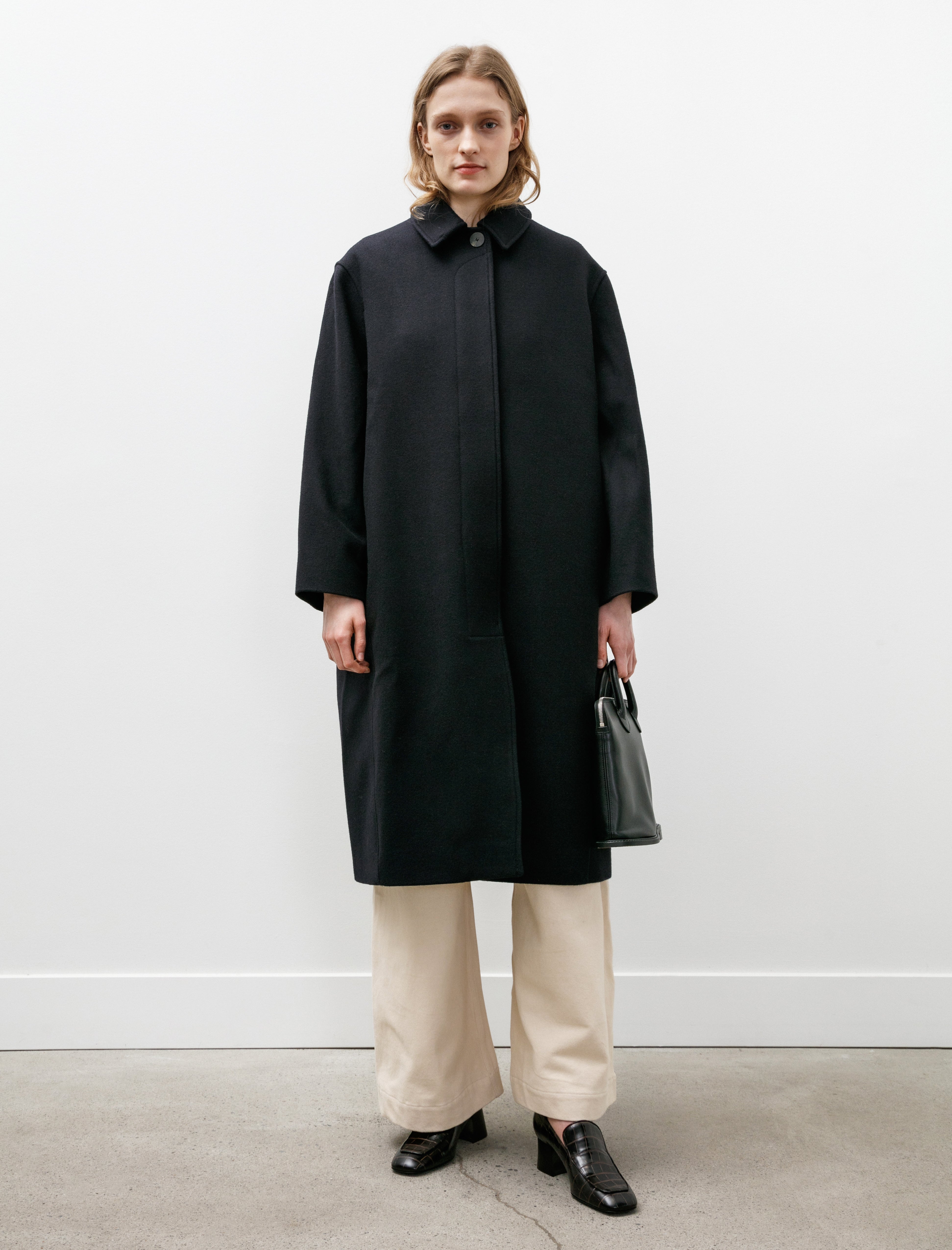 Studio Nicholson Ria Rounded Overcoat Dark Navy