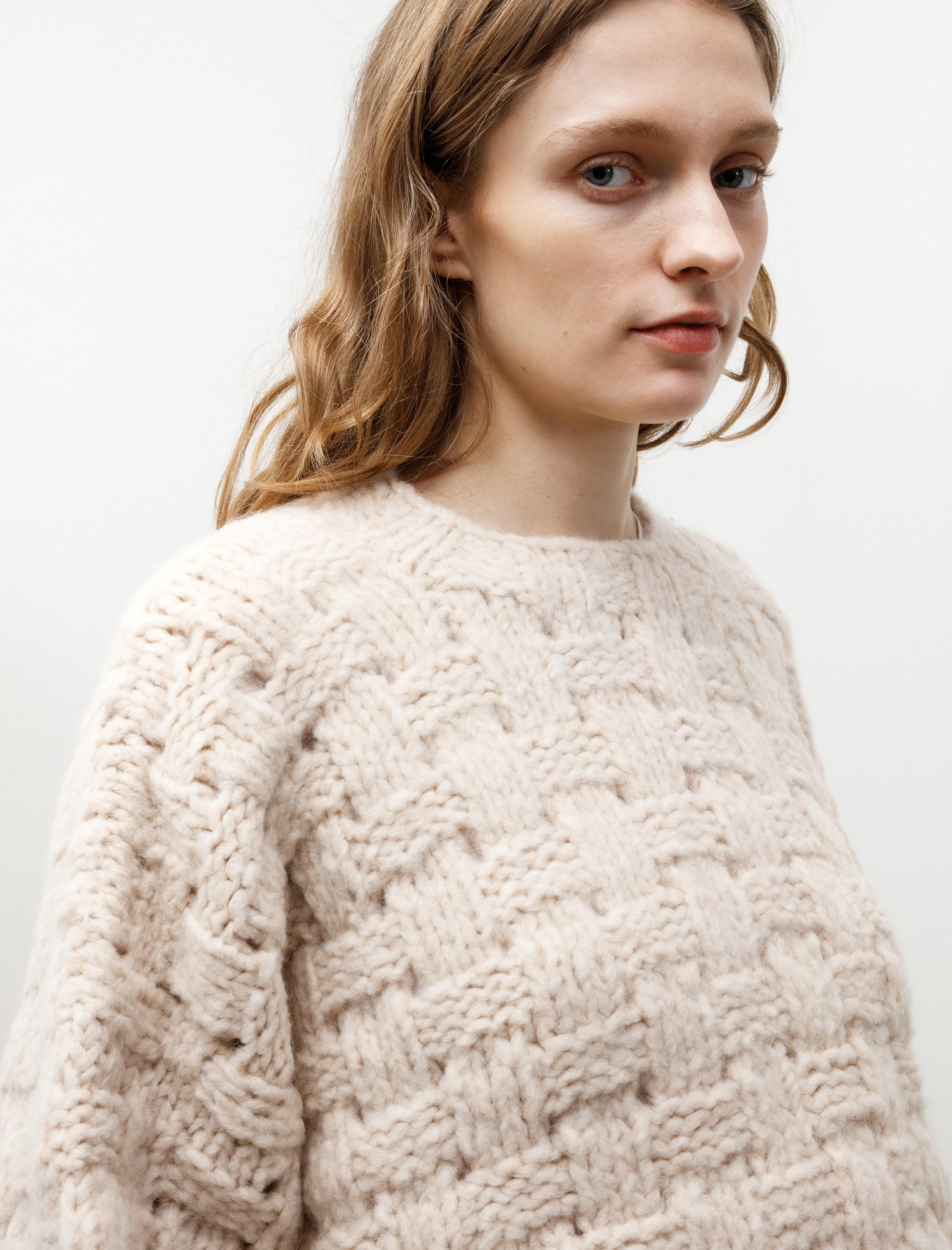 Lauren Manoogian Handknit Interlace Pullover Alabaster