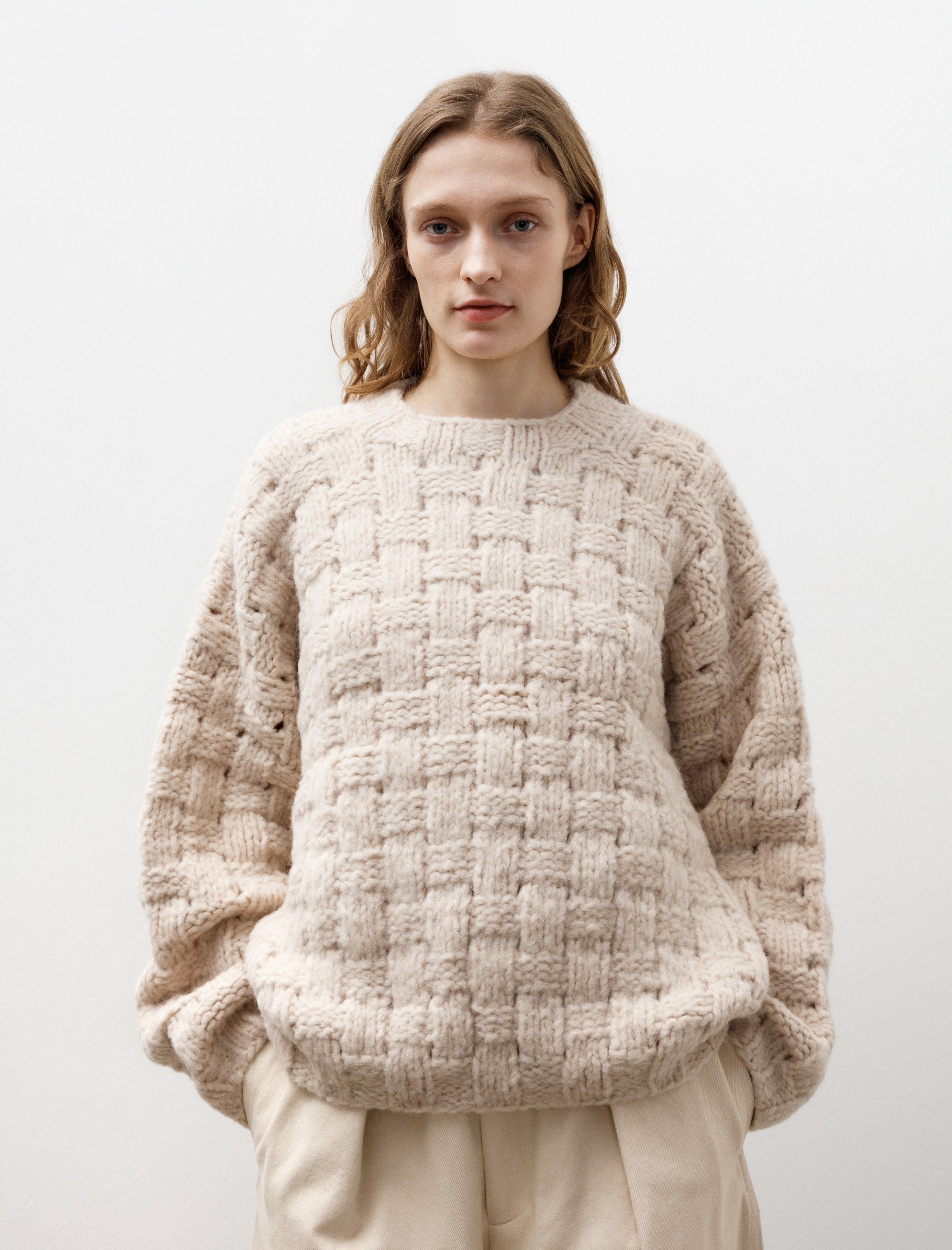 Lauren Manoogian Handknit Interlace Pullover Alabaster