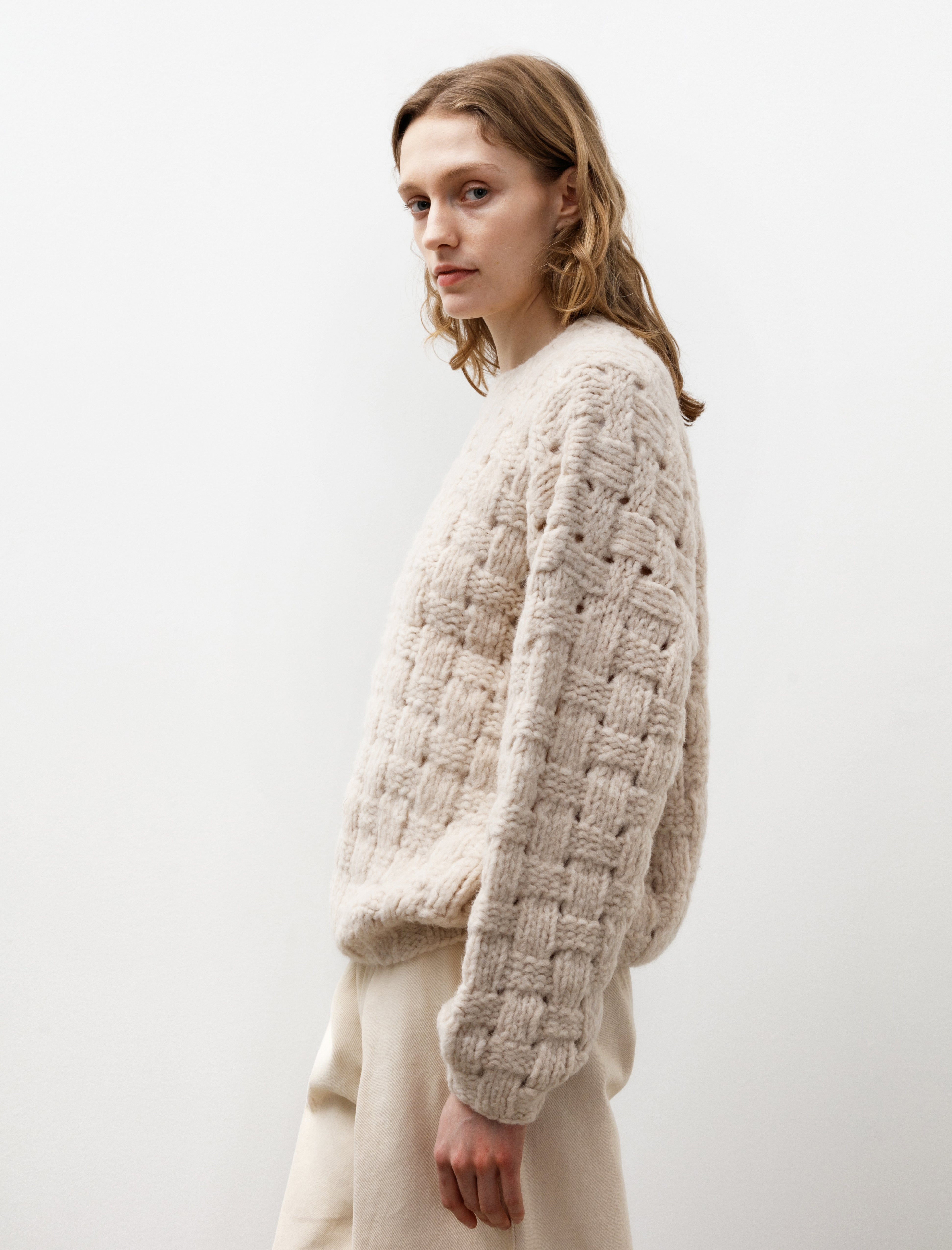 Lauren Manoogian Handknit Interlace Pullover Alabaster