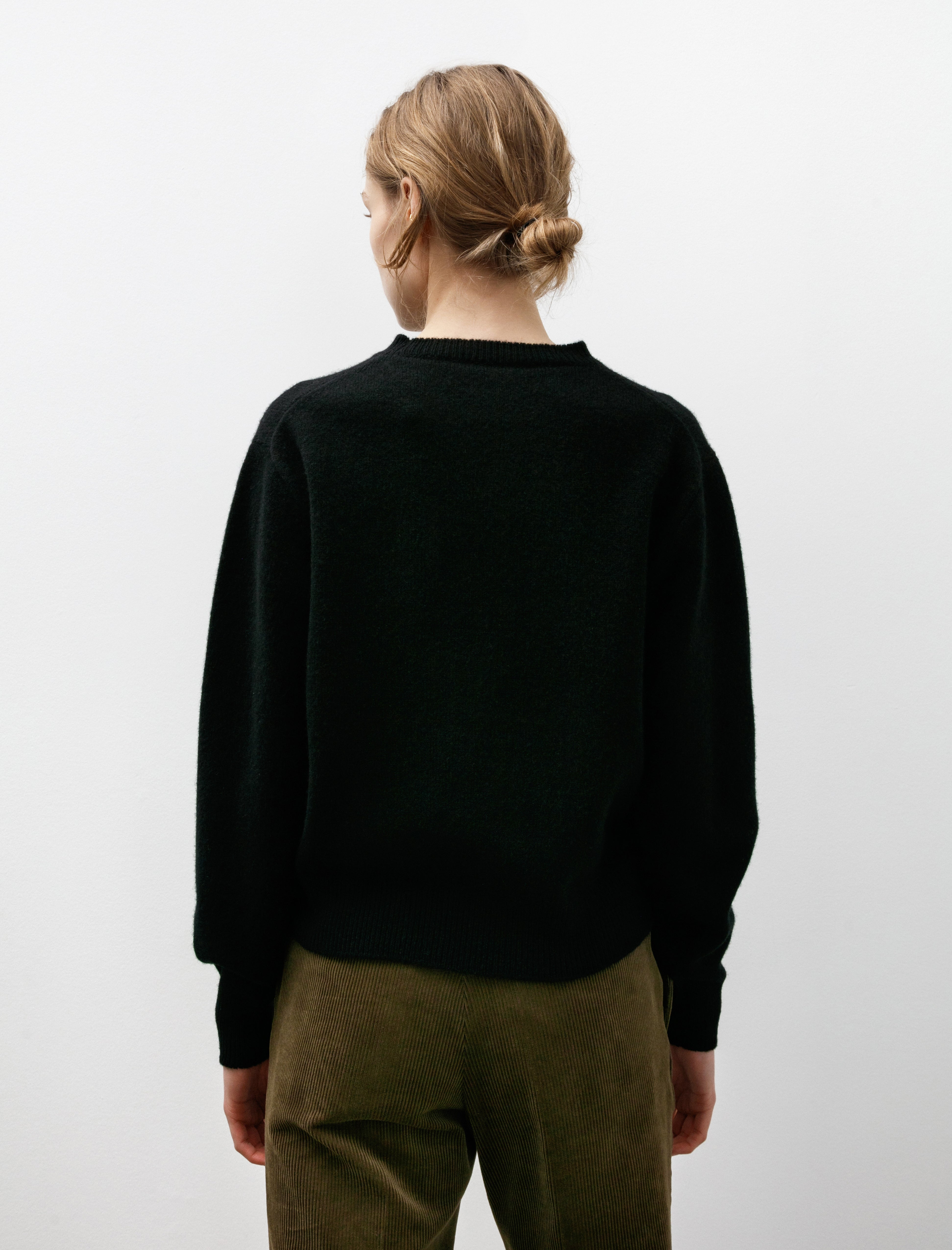 Comoli Lambswool Crewneck Sweater Knit Black