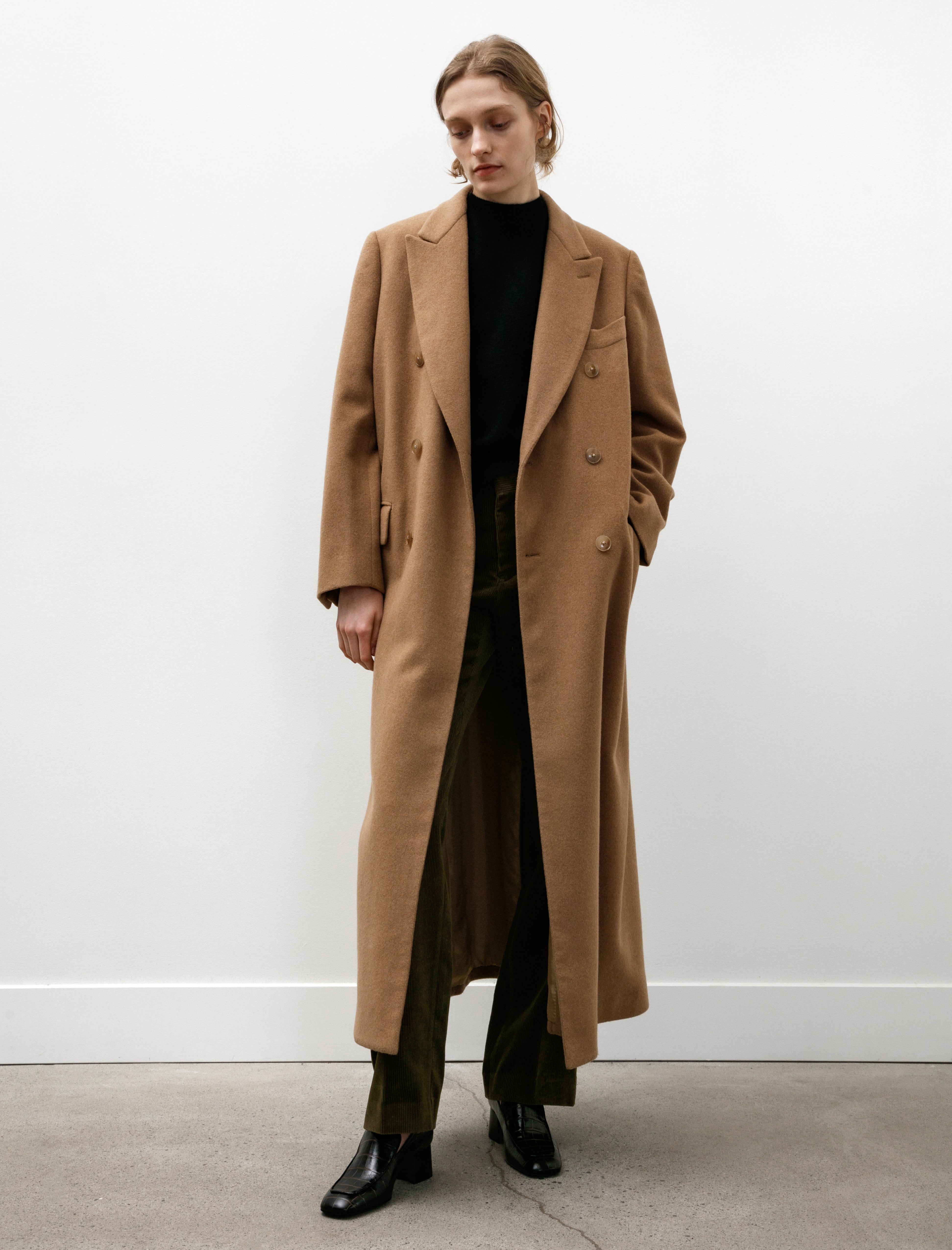 Comoli Camel Double Chesterfield Coat