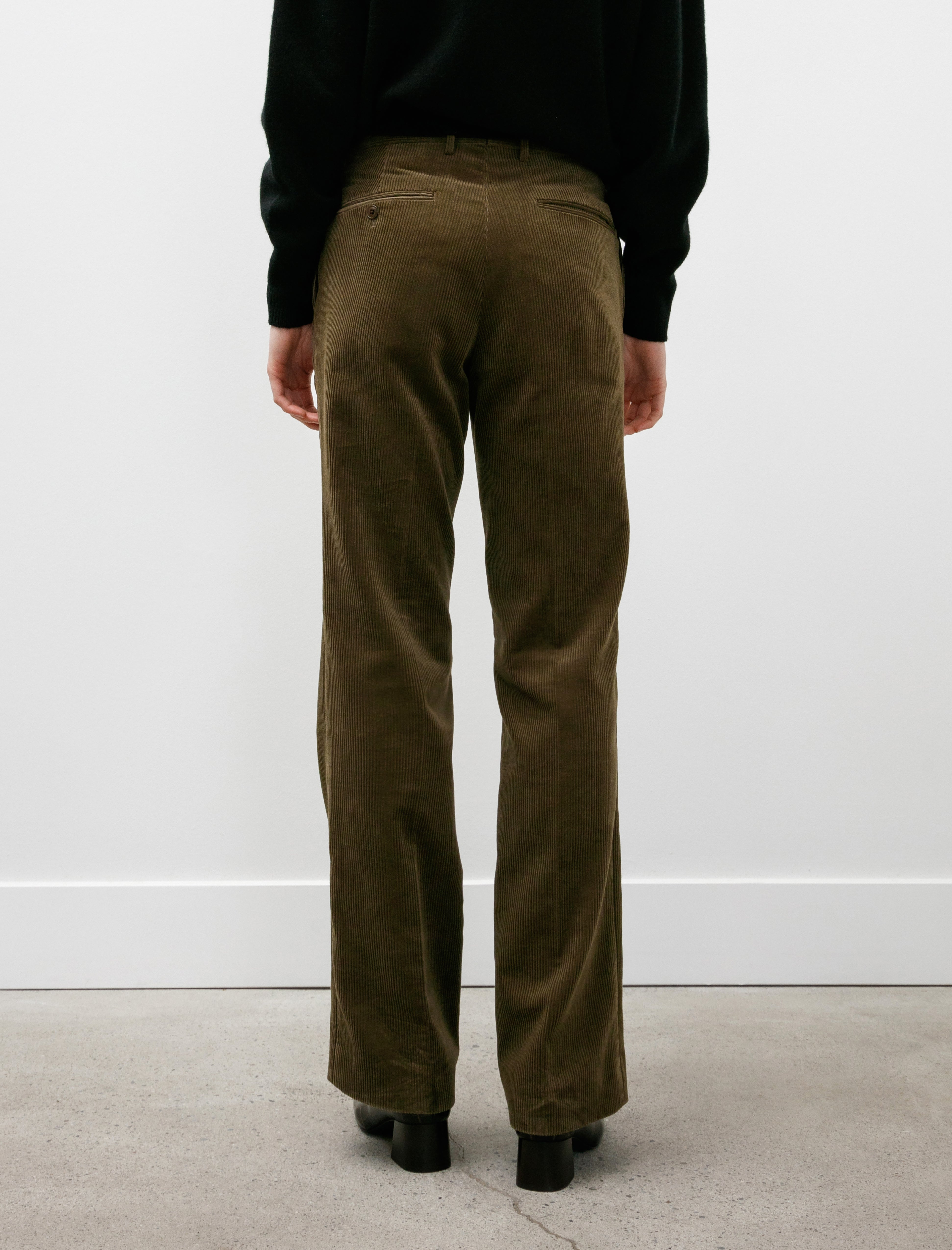 Comoli Corduroy Piped Stem Pants Khaki