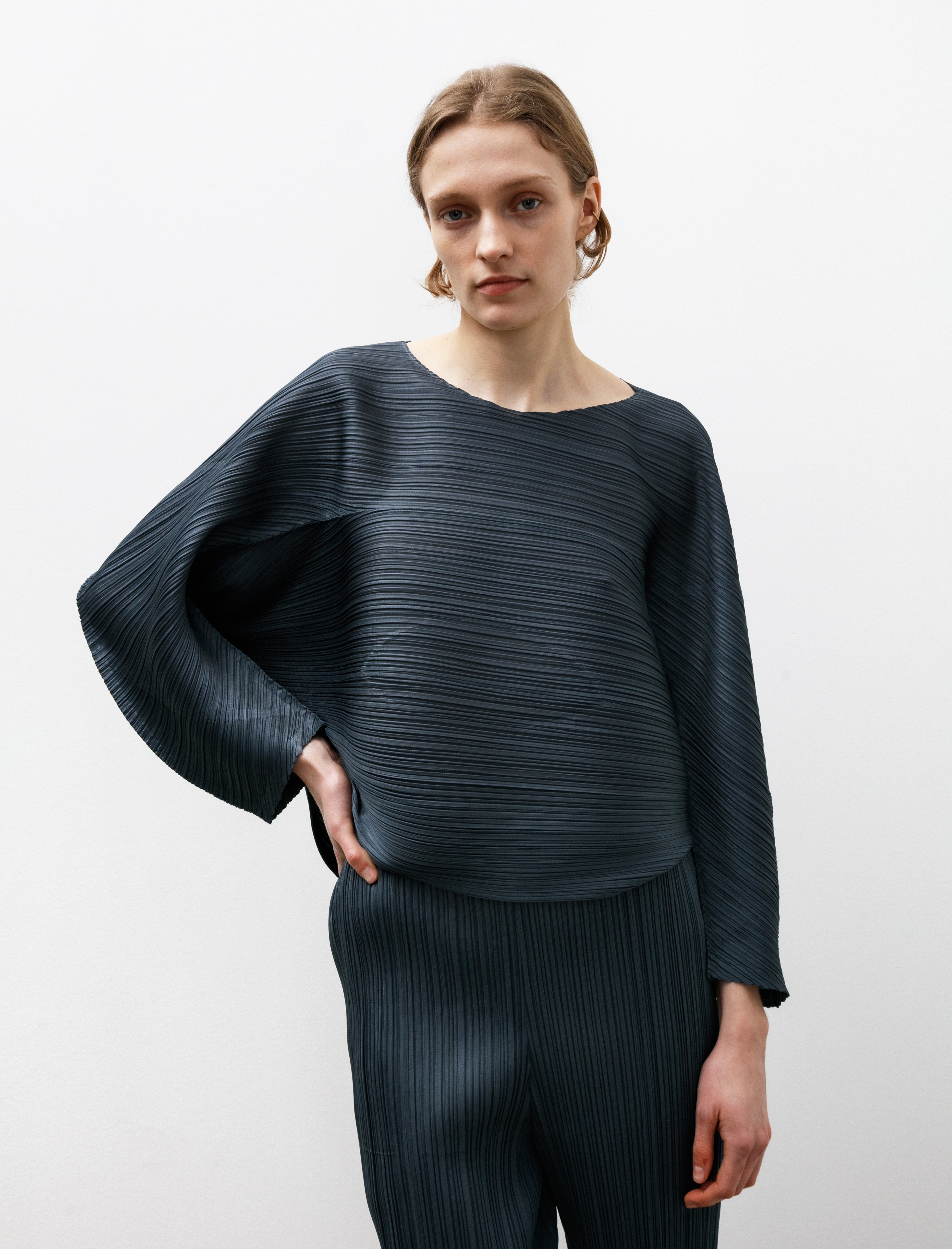 Pleats Please by Issey Miyake UFO Pullover Blue Grey