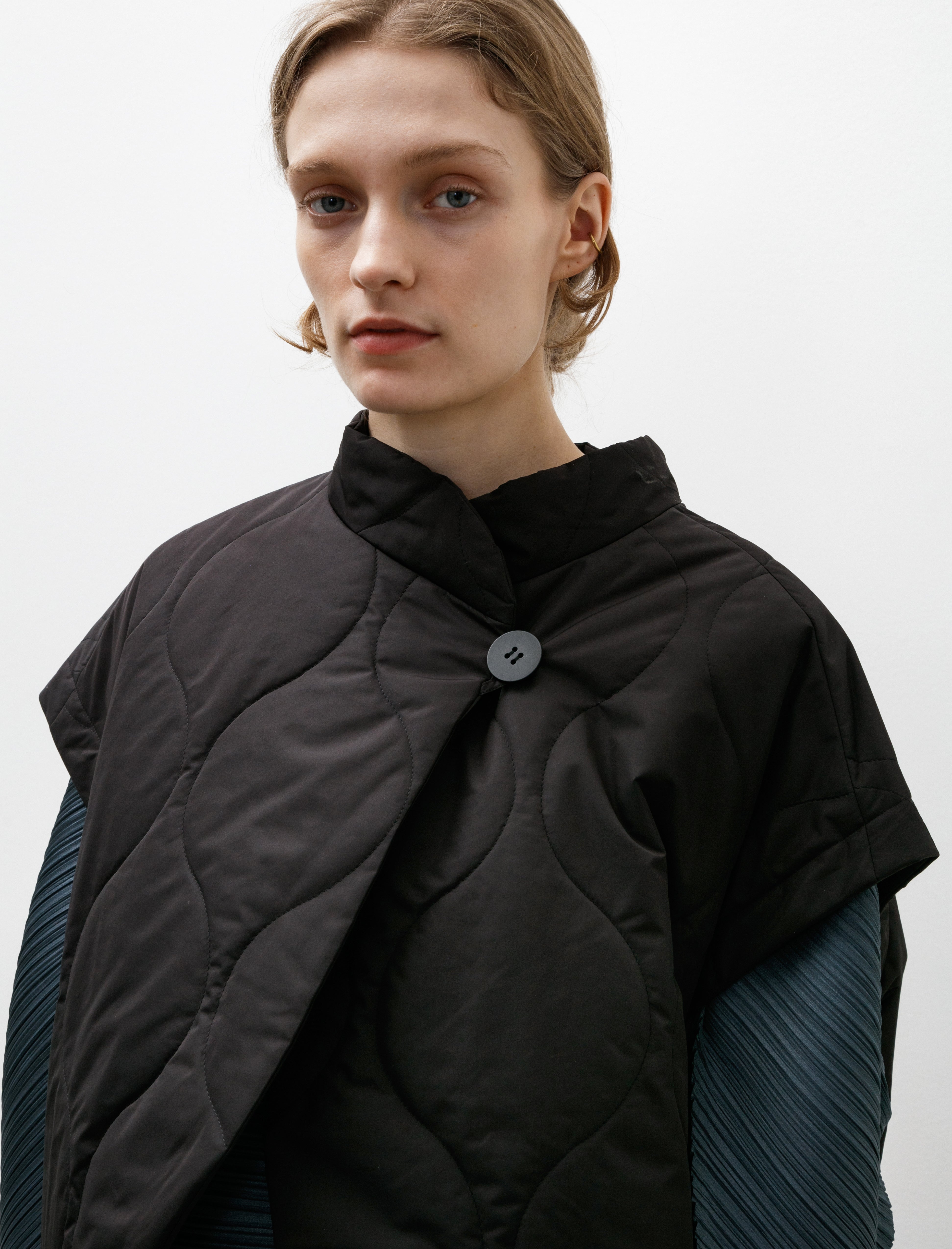 Pleats Please by Issey Miyake Asteroid Quilted Vest Black