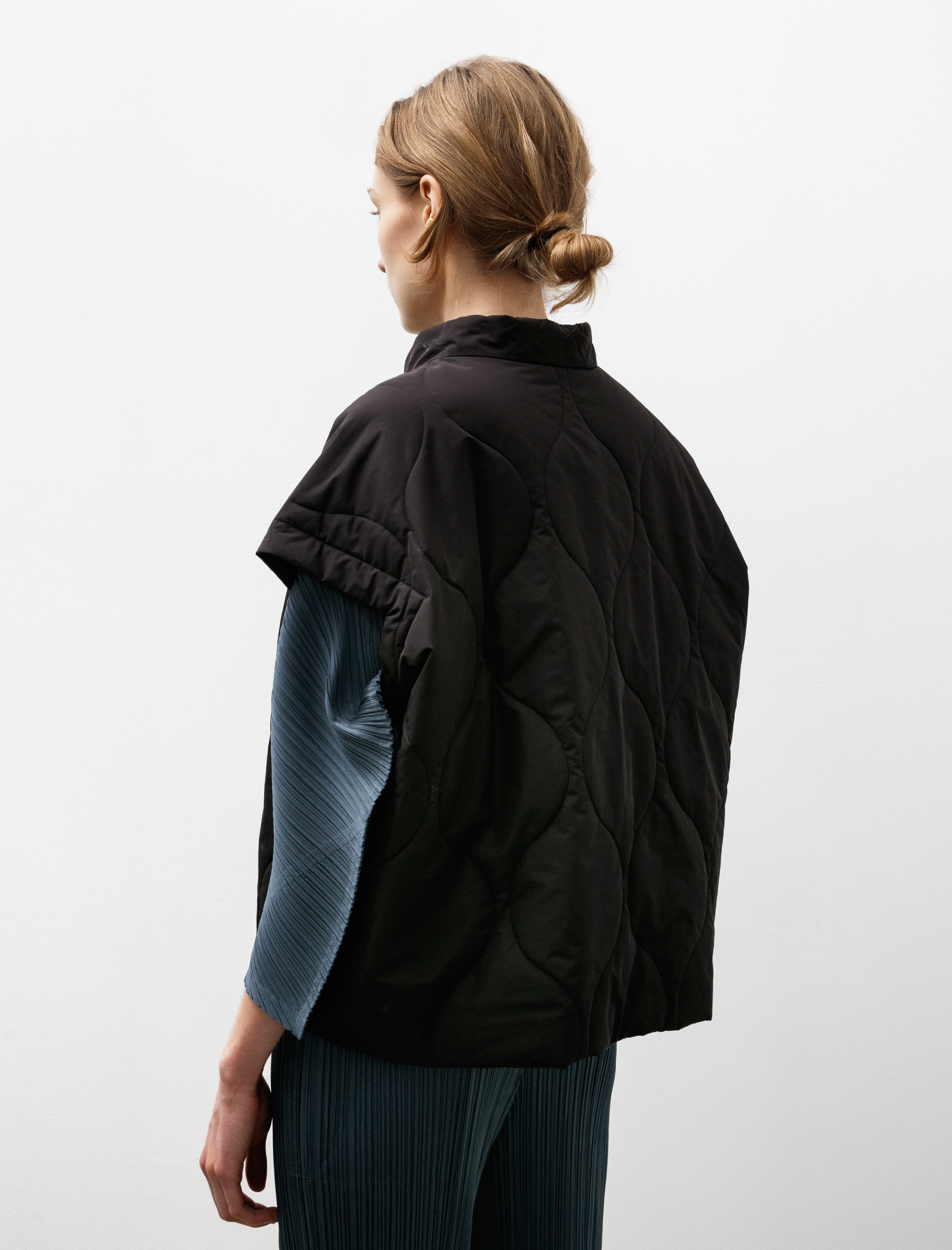 Pleats Please by Issey Miyake Asteroid Quilted Vest Black