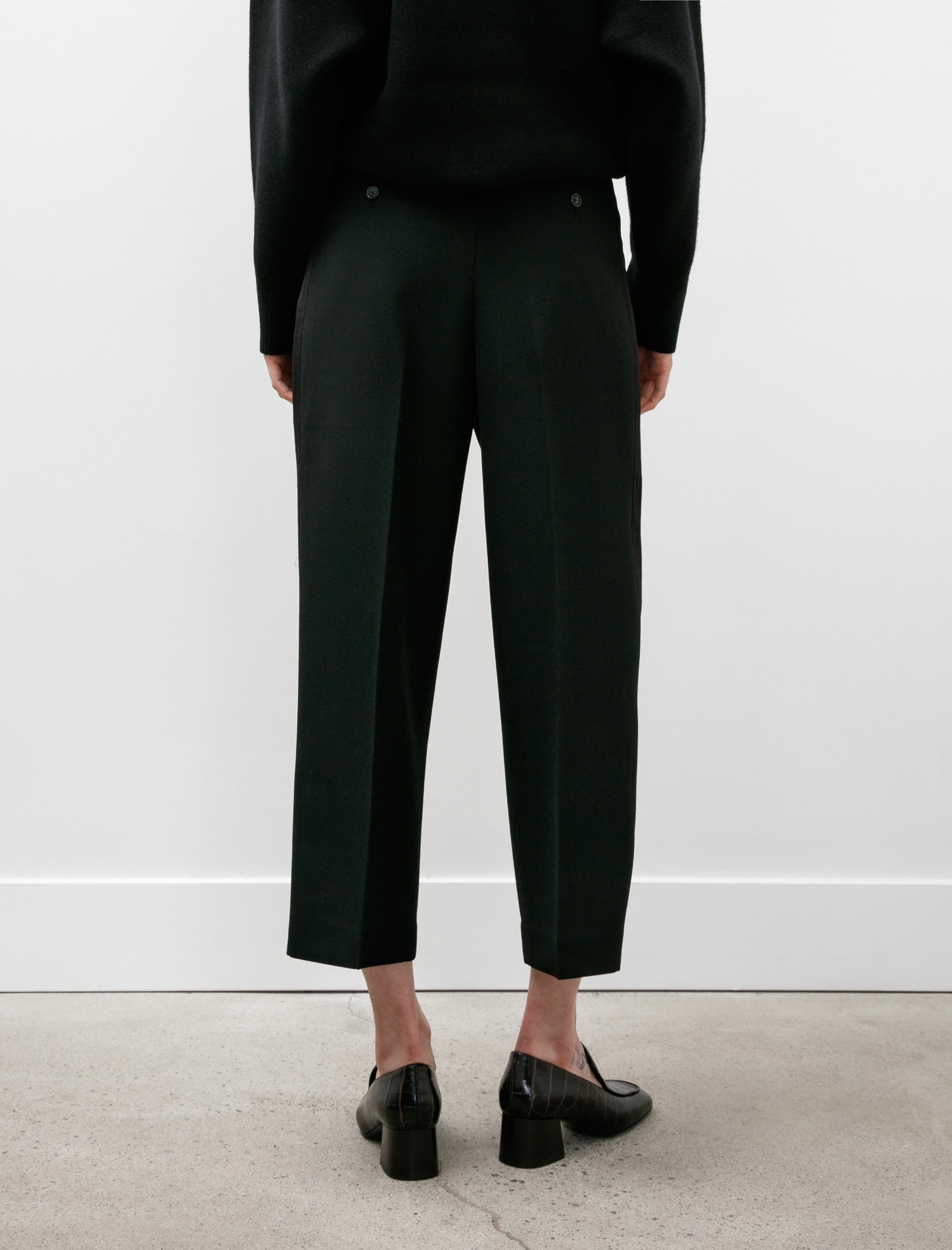 Totême Pleated Straight Trousers Black