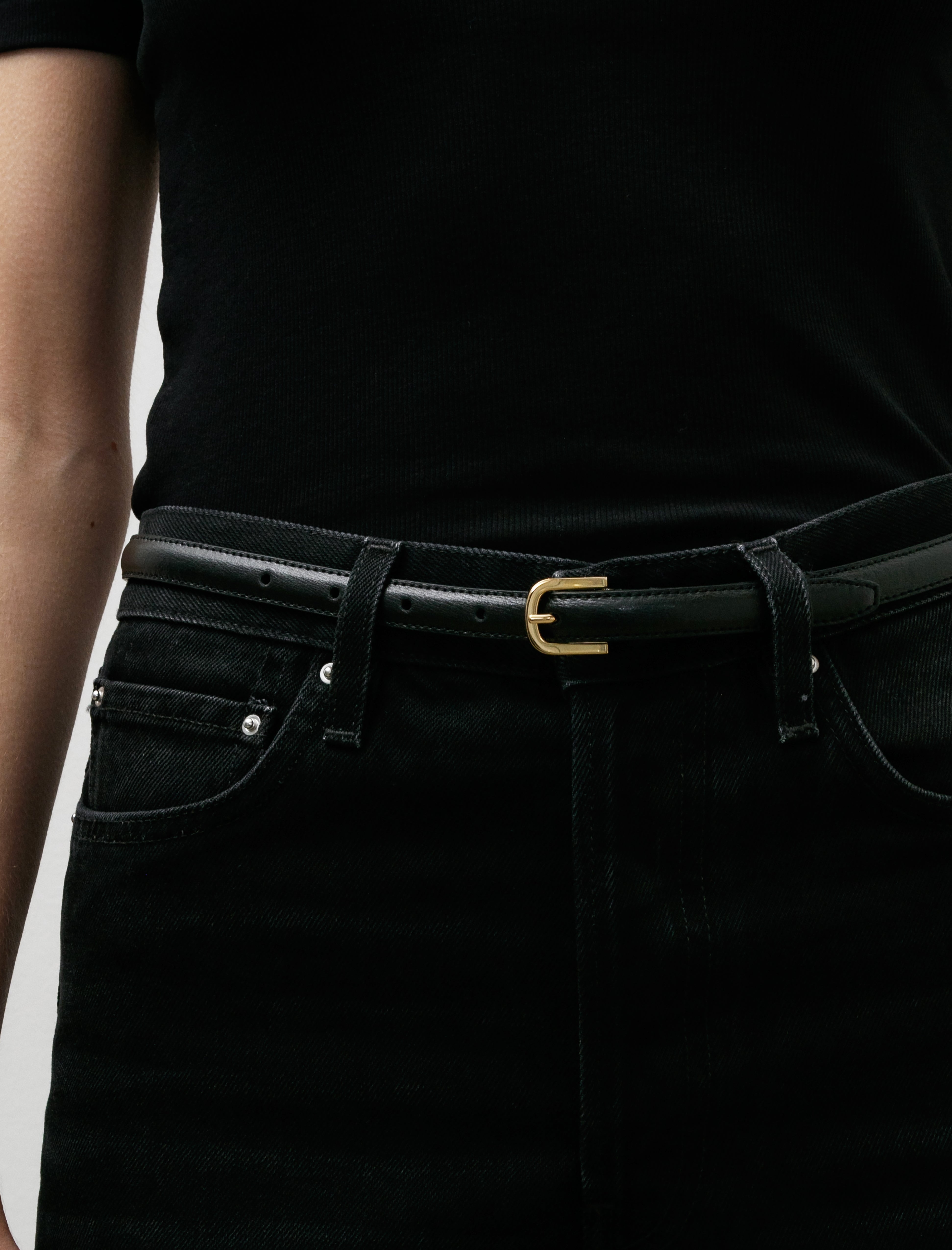 Toteme Thin Trouser Belt Palmellata Black