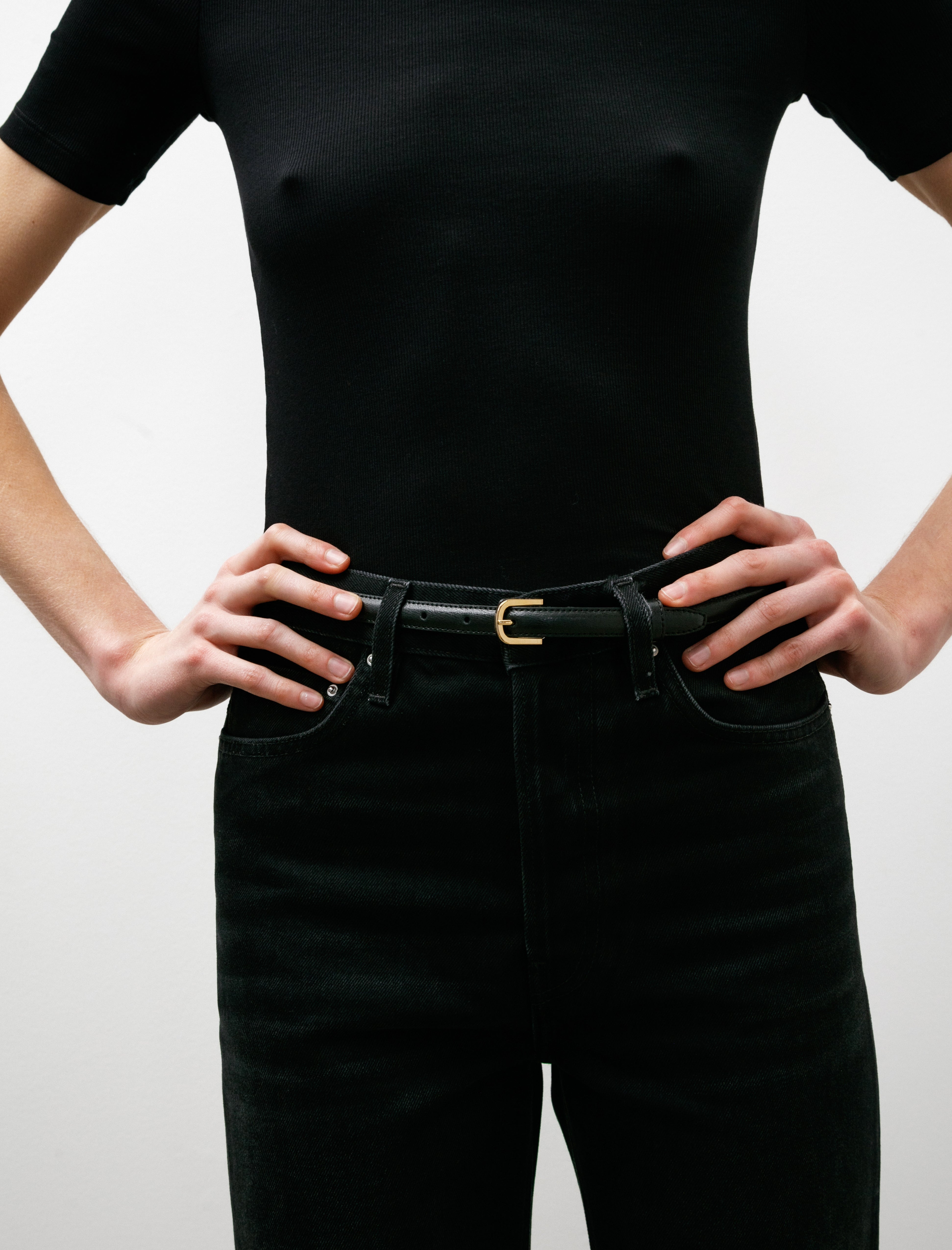 Toteme Thin Trouser Belt Palmellata Black