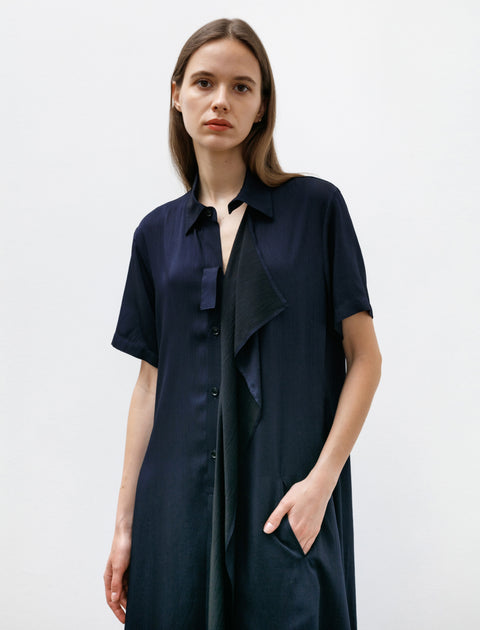 Y's by Yohji Yamamoto Draped Side Shirtdress Indigo