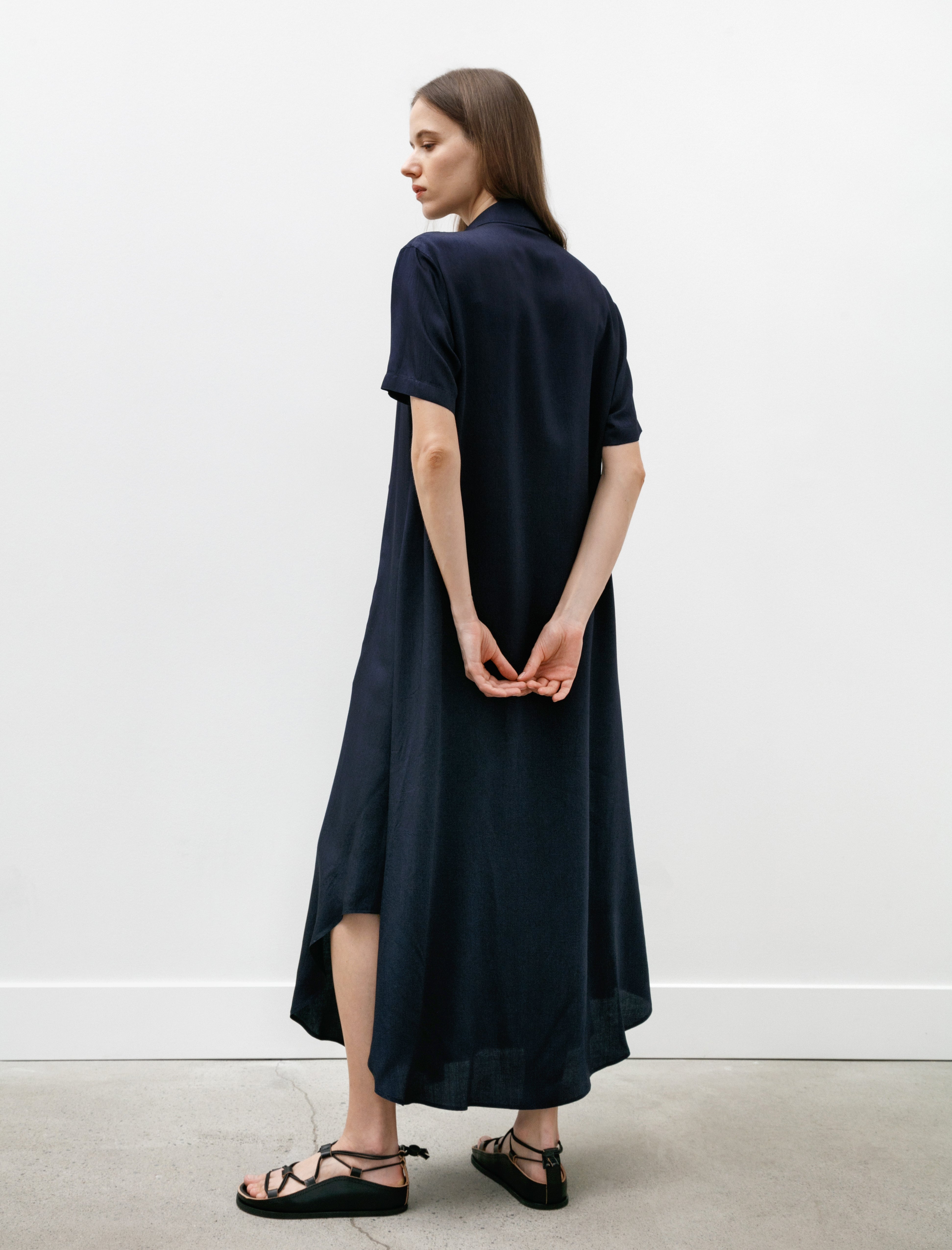 Y's by Yohji Yamamoto Draped Side Shirtdress Indigo