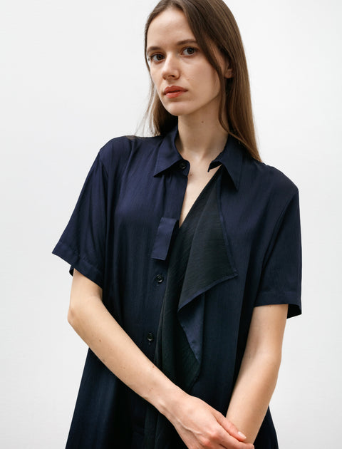 Y's by Yohji Yamamoto Draped Side Shirtdress Indigo