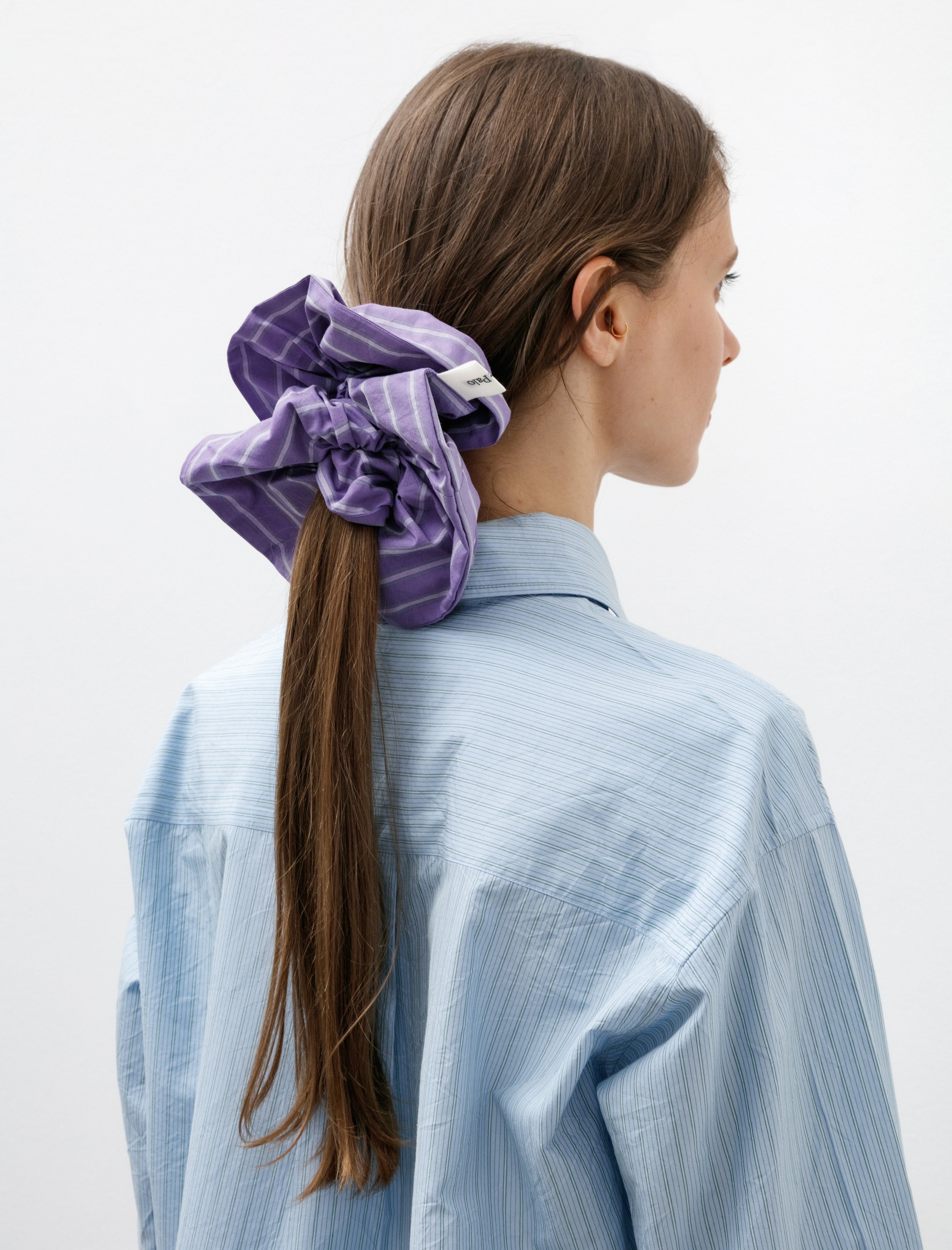 Ernie Palo Striped Scrunchie Purple