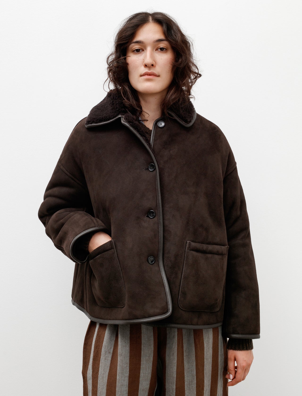 Cawley Avis Suede Sheepskin Jacket Chocolate – Neighbour