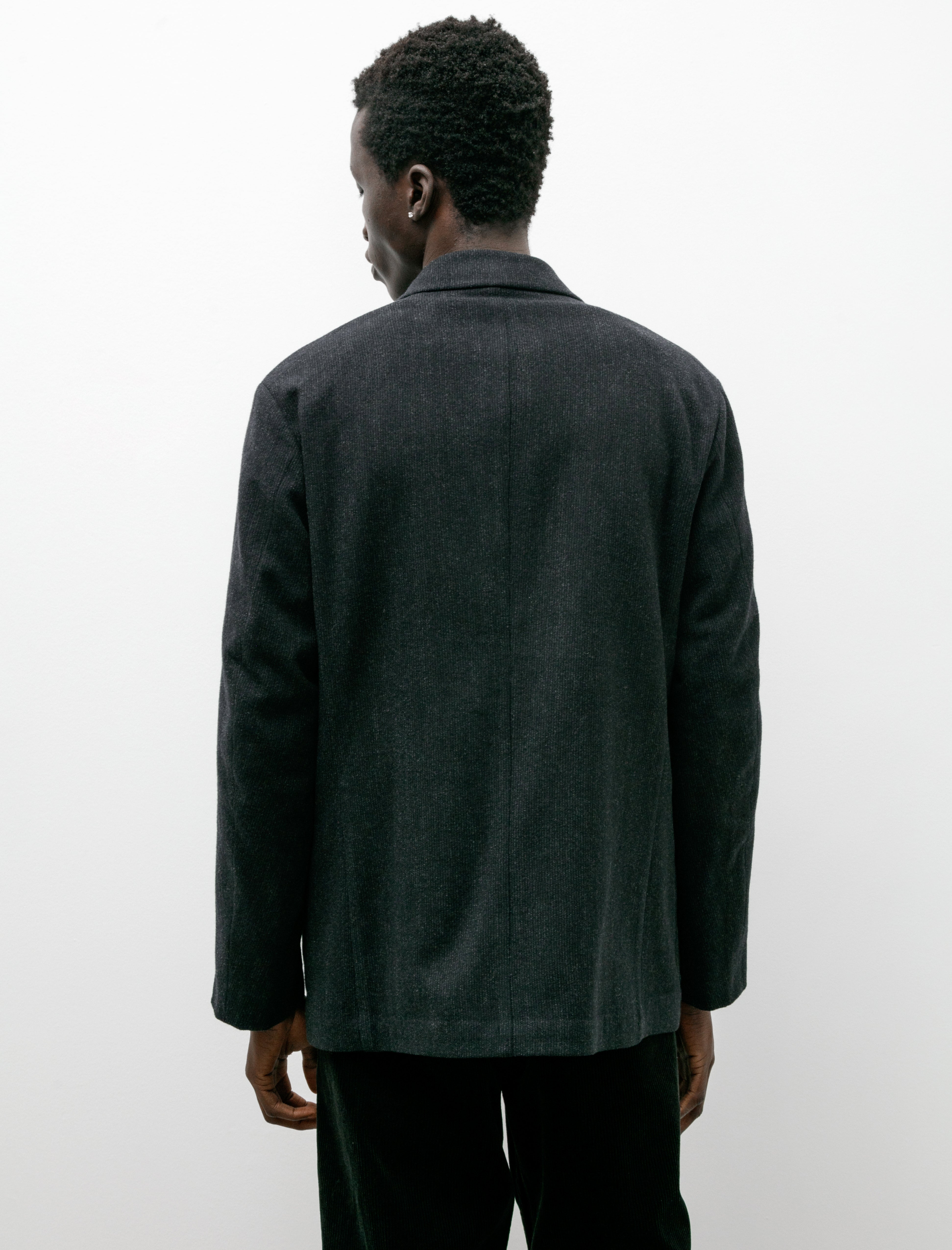 Comoli Refine Finished Wool Stripe Jacket Charcoal