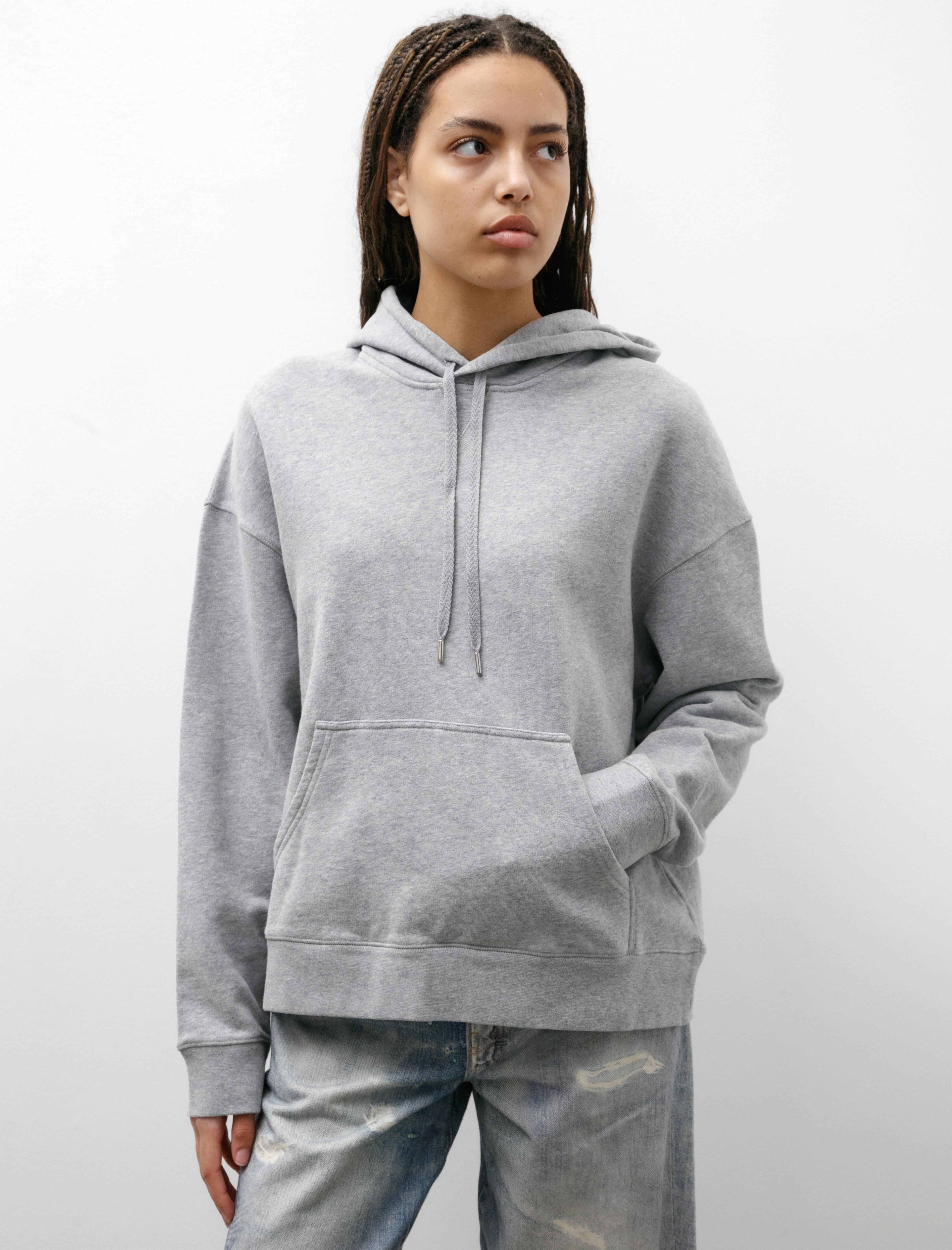 Sunspel Loopback Hoody Grey Mélange