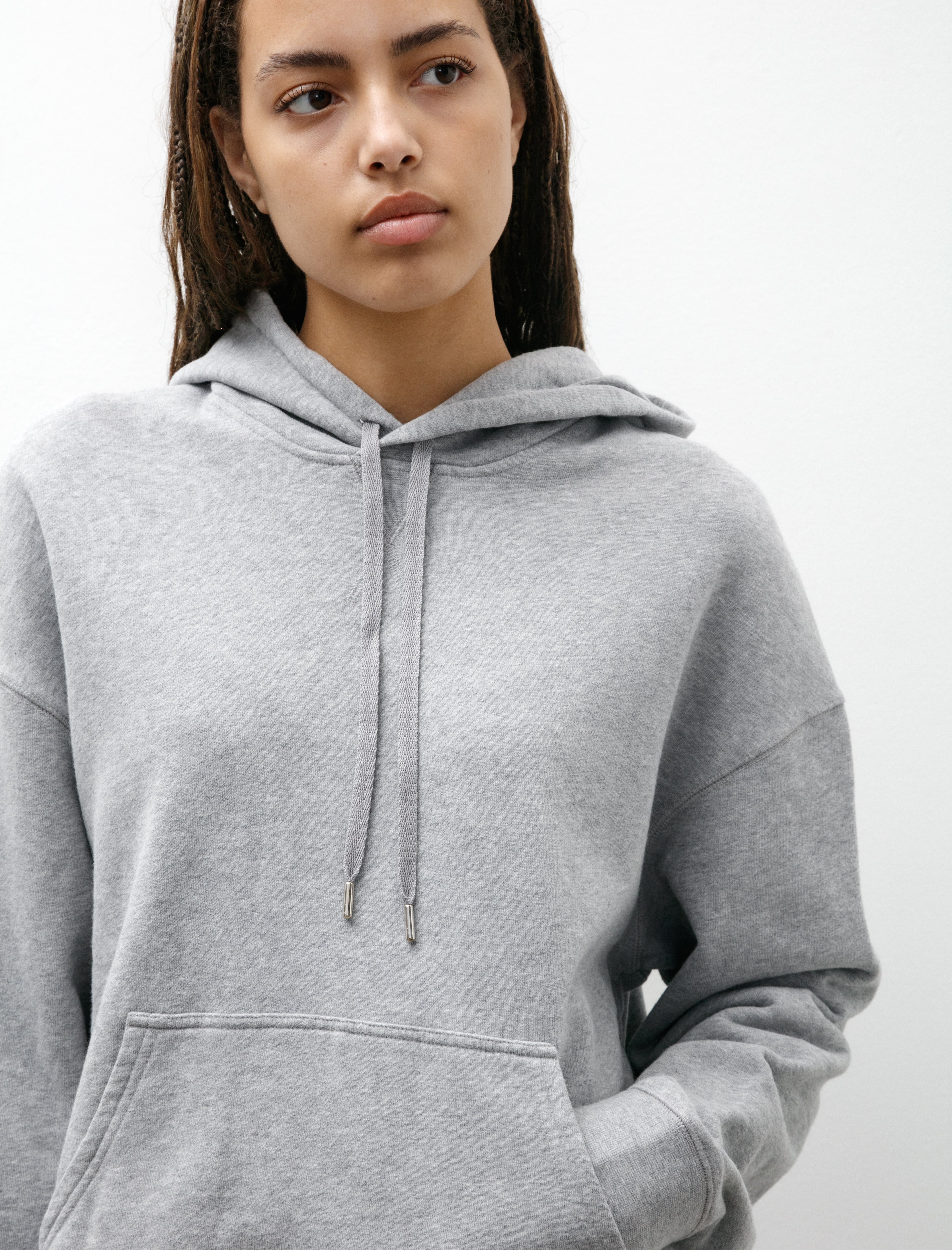 Sunspel Loopback Hoody Grey Mélange