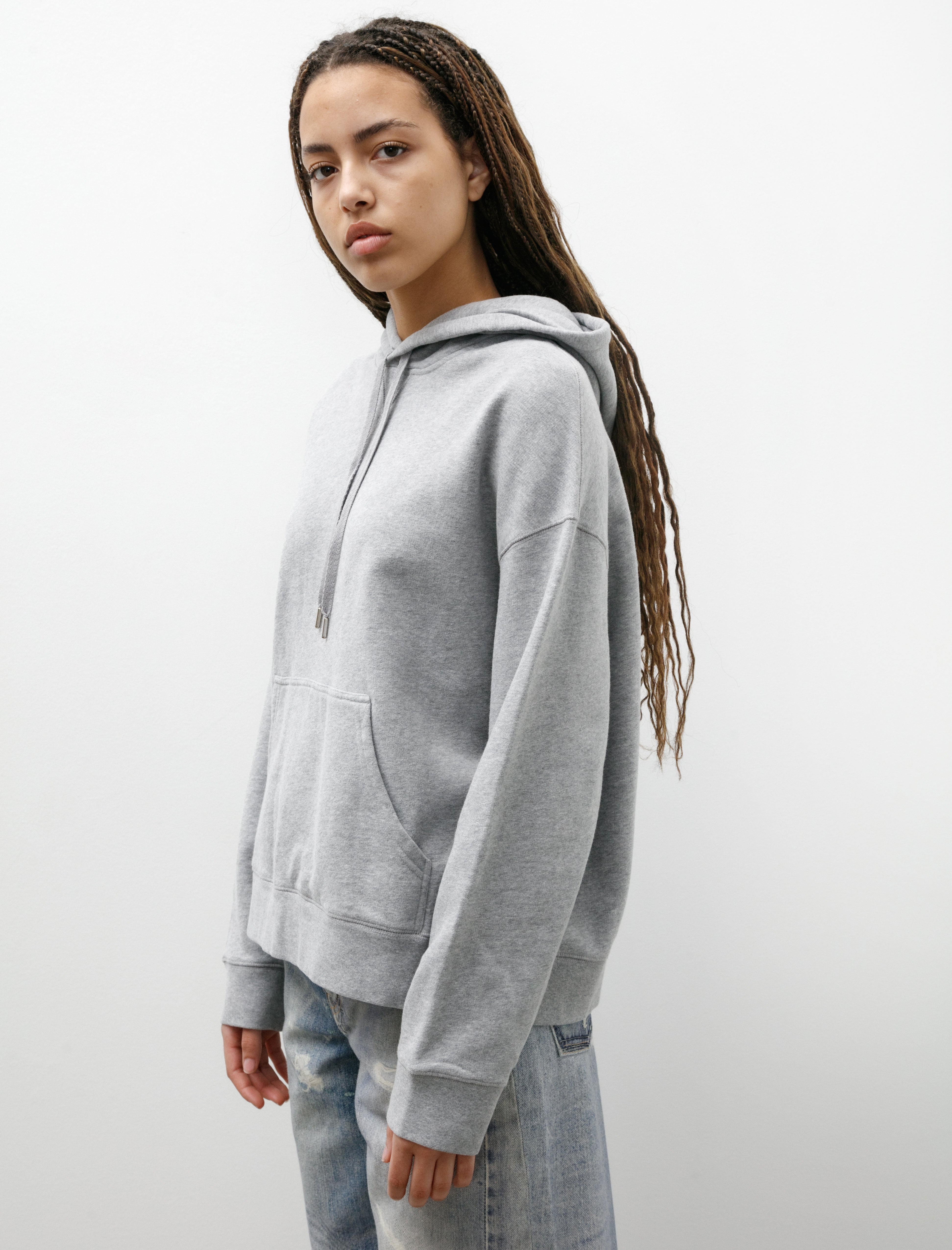 Sunspel Loopback Hoody Grey Mélange