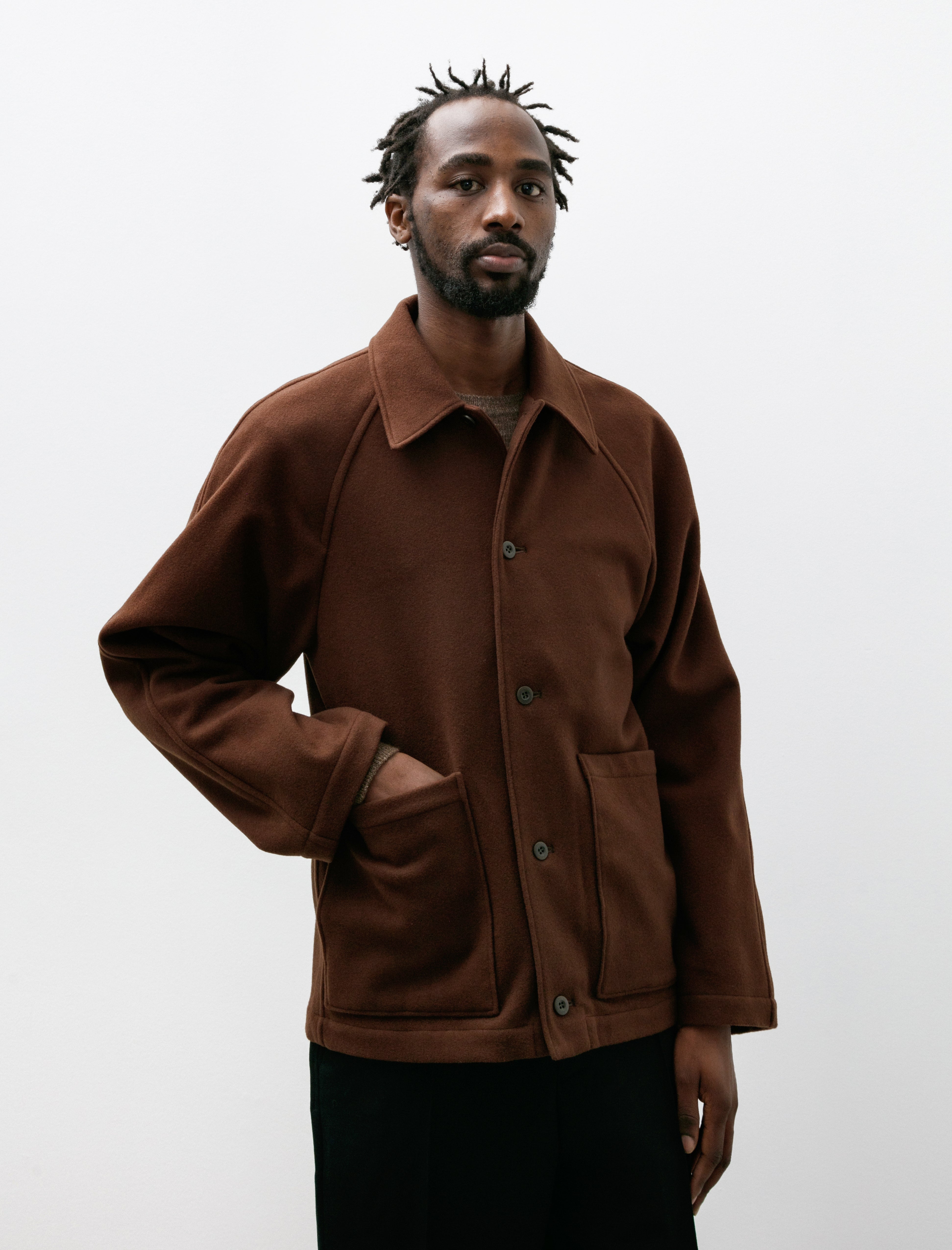 James Coward Rambler Coat Brown Wool Flannel