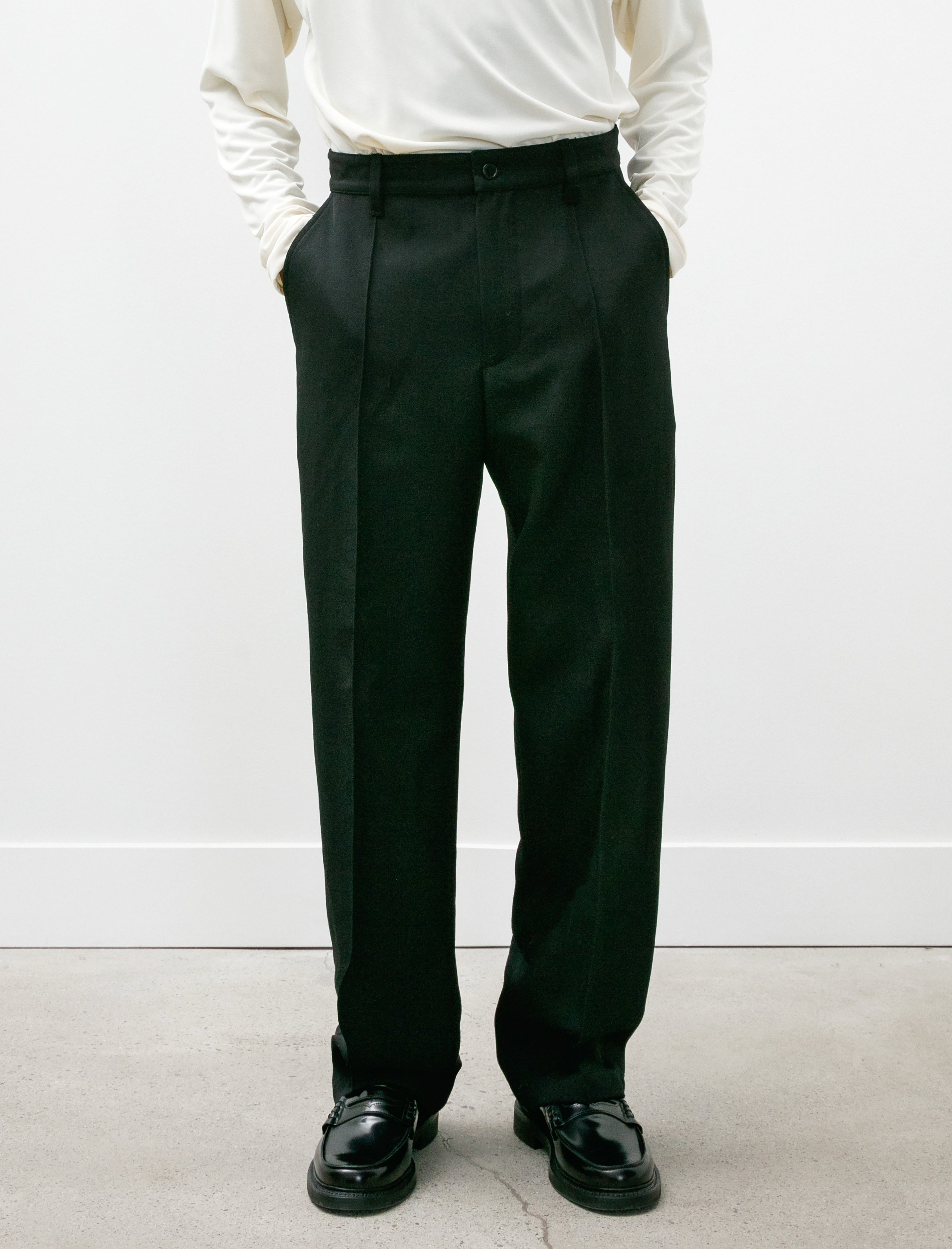 James Coward Straight Forward Stitch Pant Black Wool Gabardine