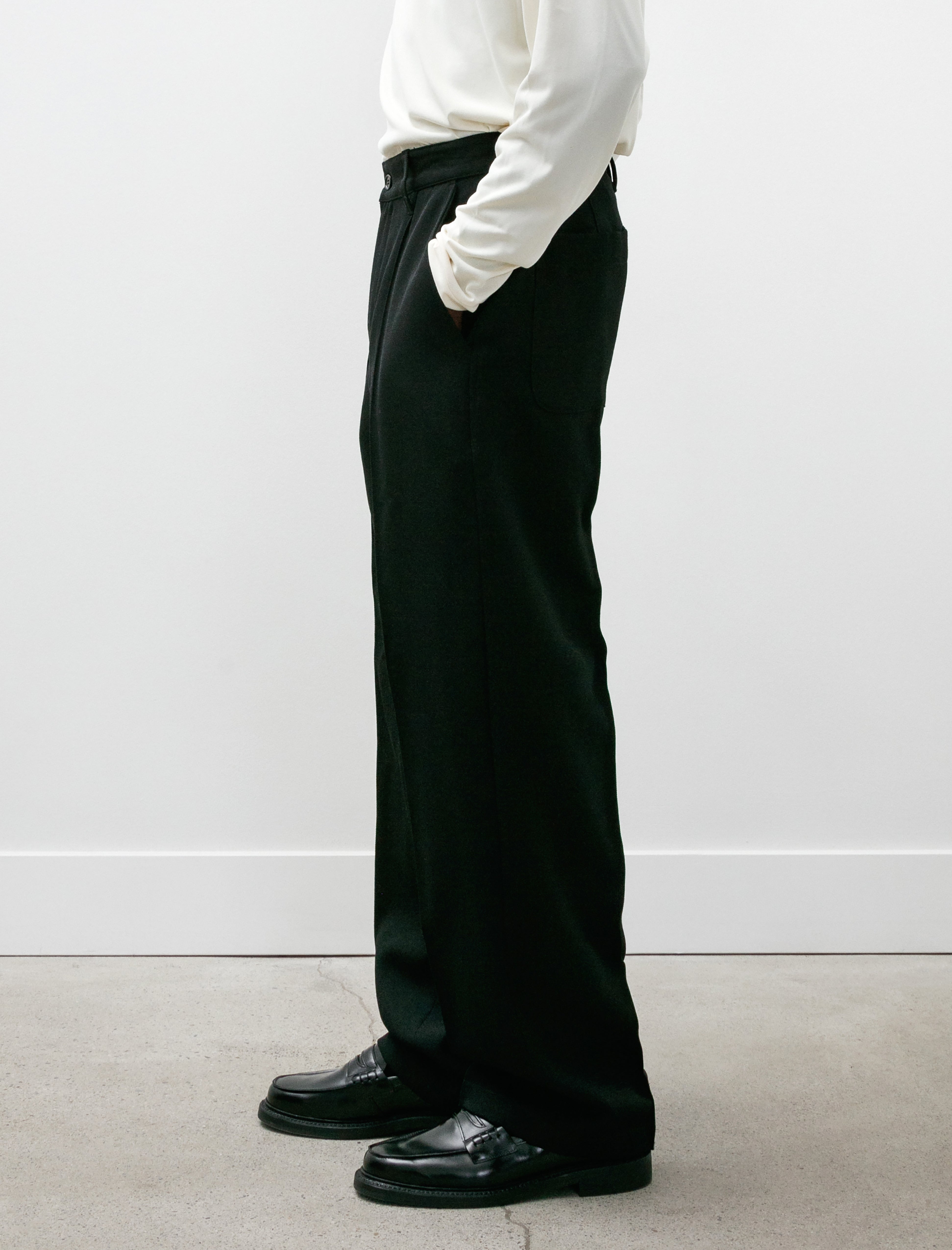 James Coward Straight Forward Stitch Pant Black Wool Gabardine