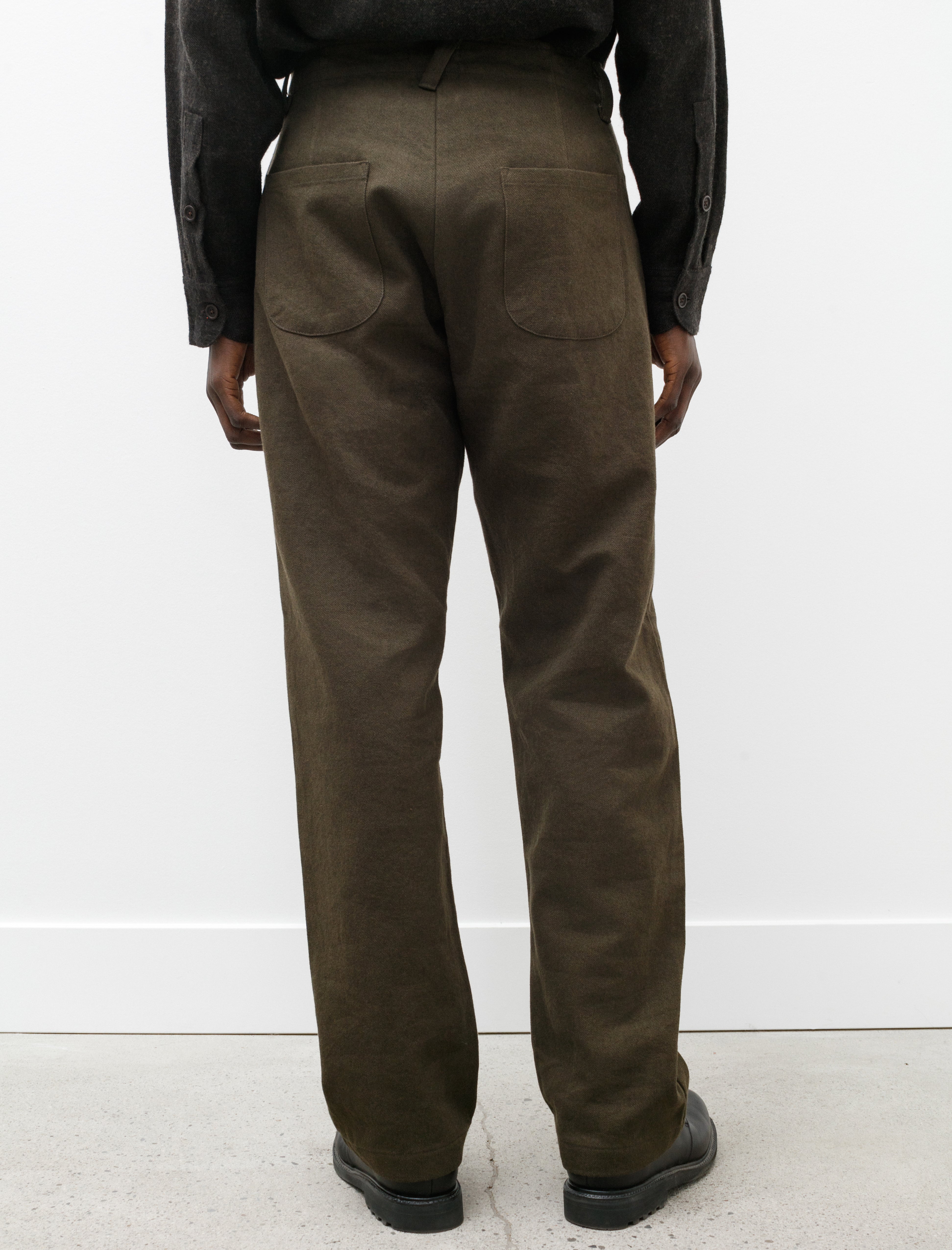 Evan Kinori Four Pocket Pant Cotton Linen Gabardine Dark Olive