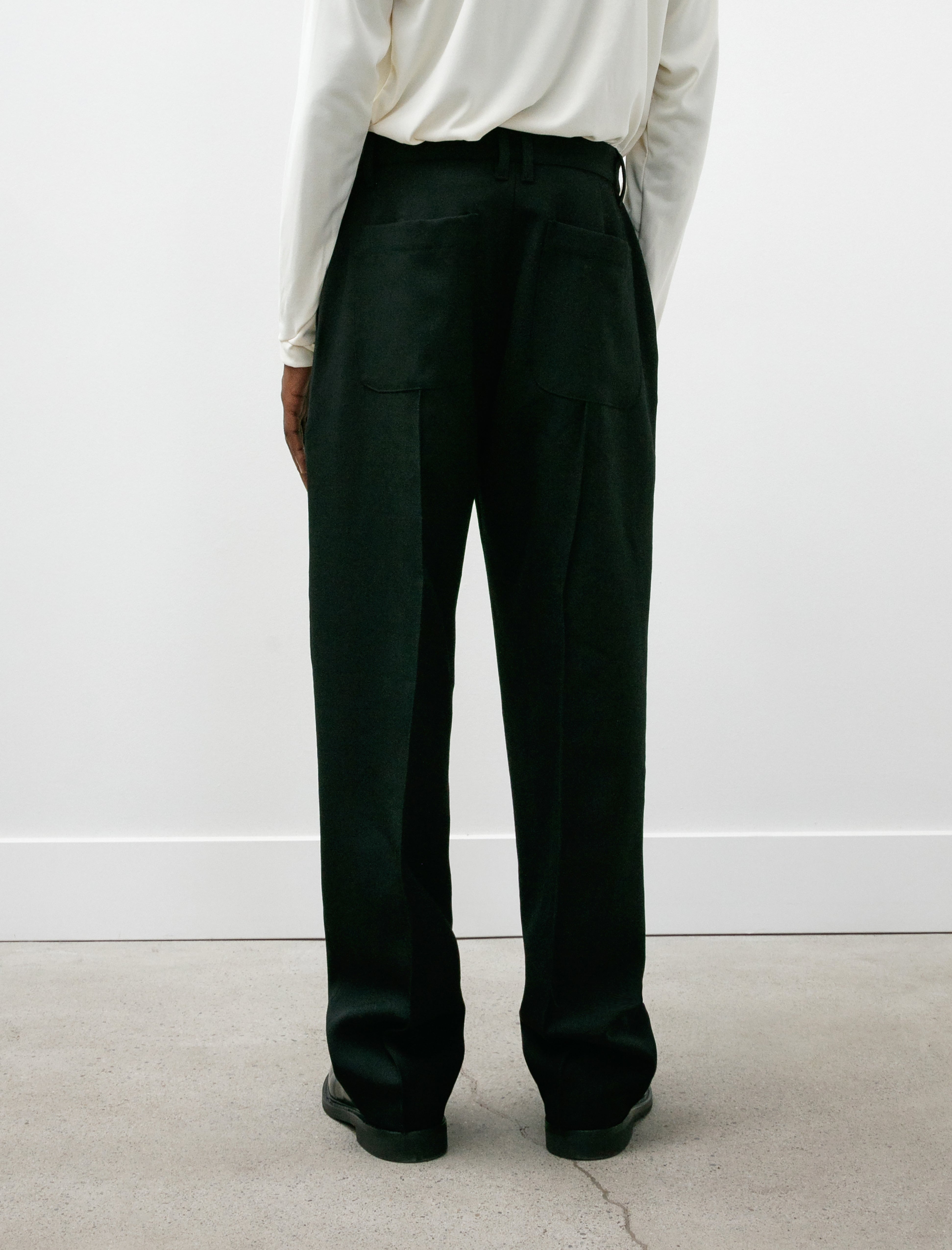 James Coward Straight Forward Stitch Pant Black Wool Gabardine